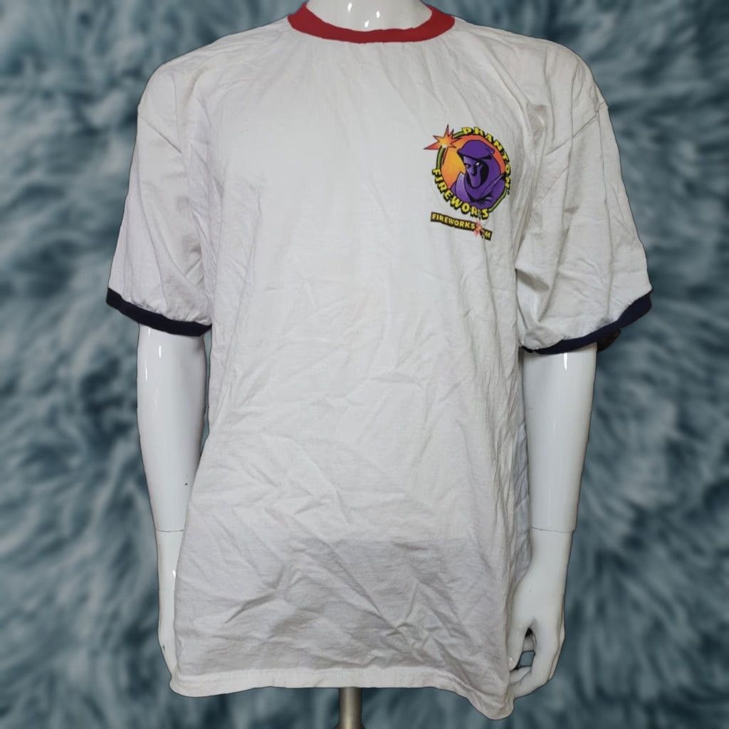Delta Phantom Fireworks USA Eagle Ringer T Shirt XL Men White Short Sleeve Crew Neck Graphic Tee 4th of July Size US XL / EU 56 / 4 - 1 Thumbnail