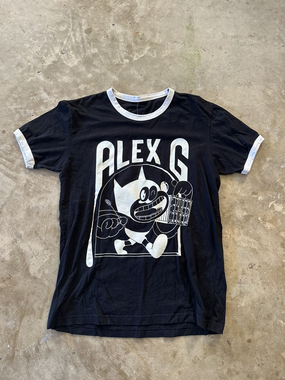 image of Band Tees x Rock T Shirt Alex G Black & White Ringer Shirt Size Small, Men's