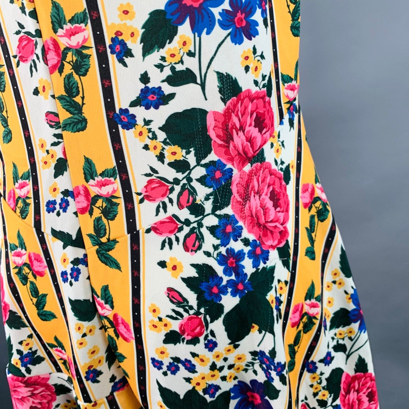 Other S Yellow Multi Color Polyester Floral Asymmetrical Dress Size S / US 4 / IT 40 - 5 Thumbnail