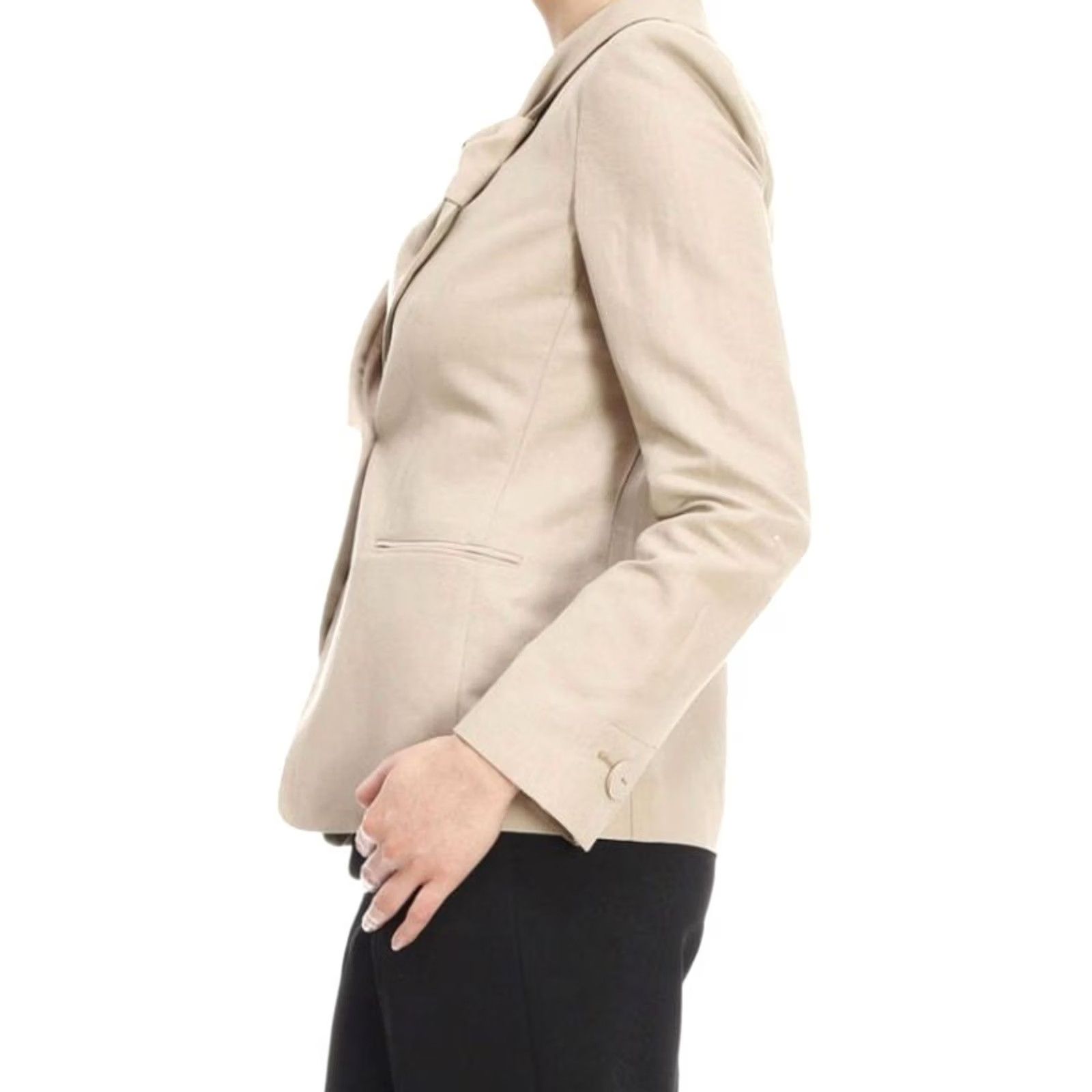 Giorgio Armani Giorgio Armani Blazer Womens Jacket Linen Blend Beige Knot Lapel One-Button Regular 42 Size Size M / US 6-8 / IT 42-44 - 3 Thumbnail