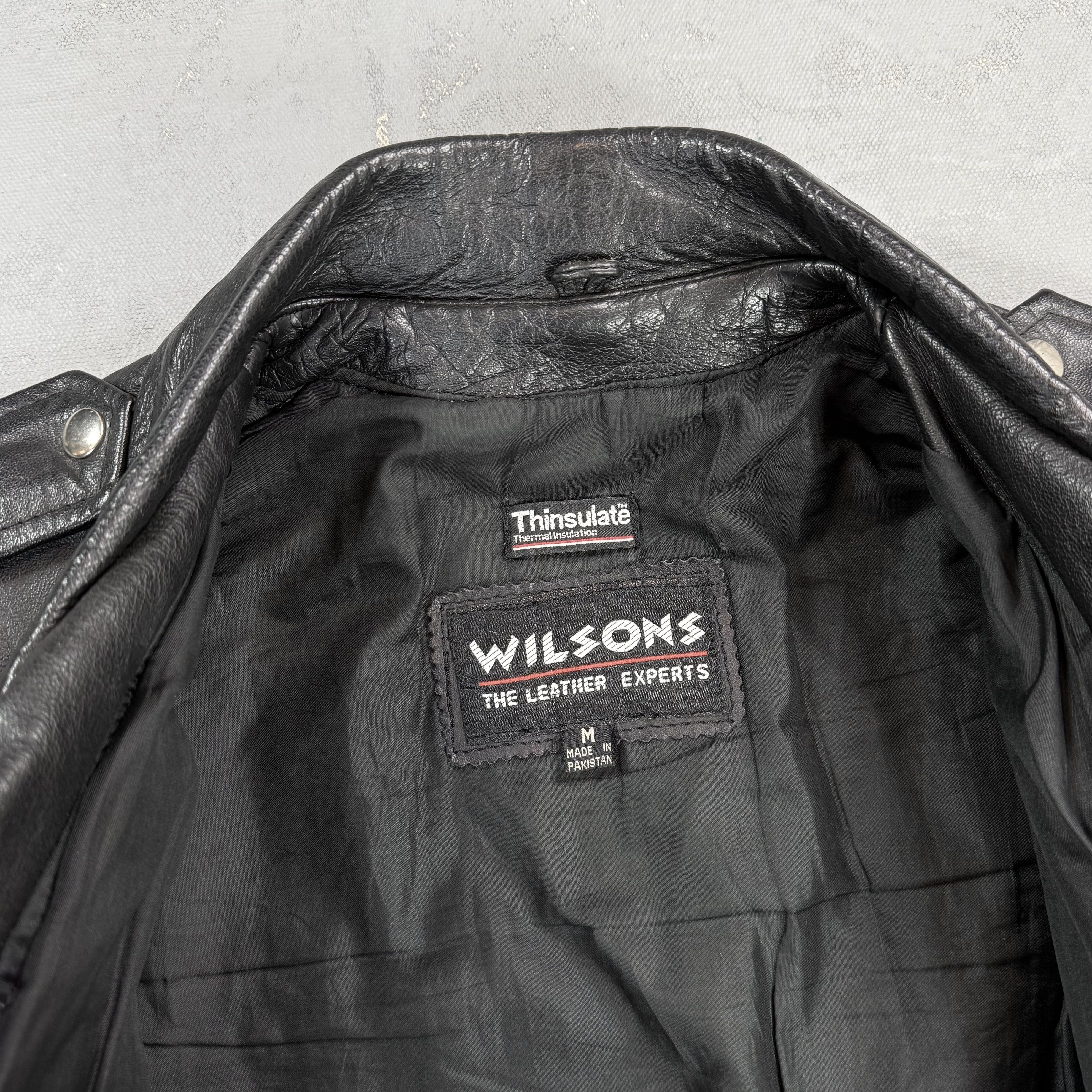 Wilsons Leather Vintage Wilsons Leather Black Leather Classic Biker