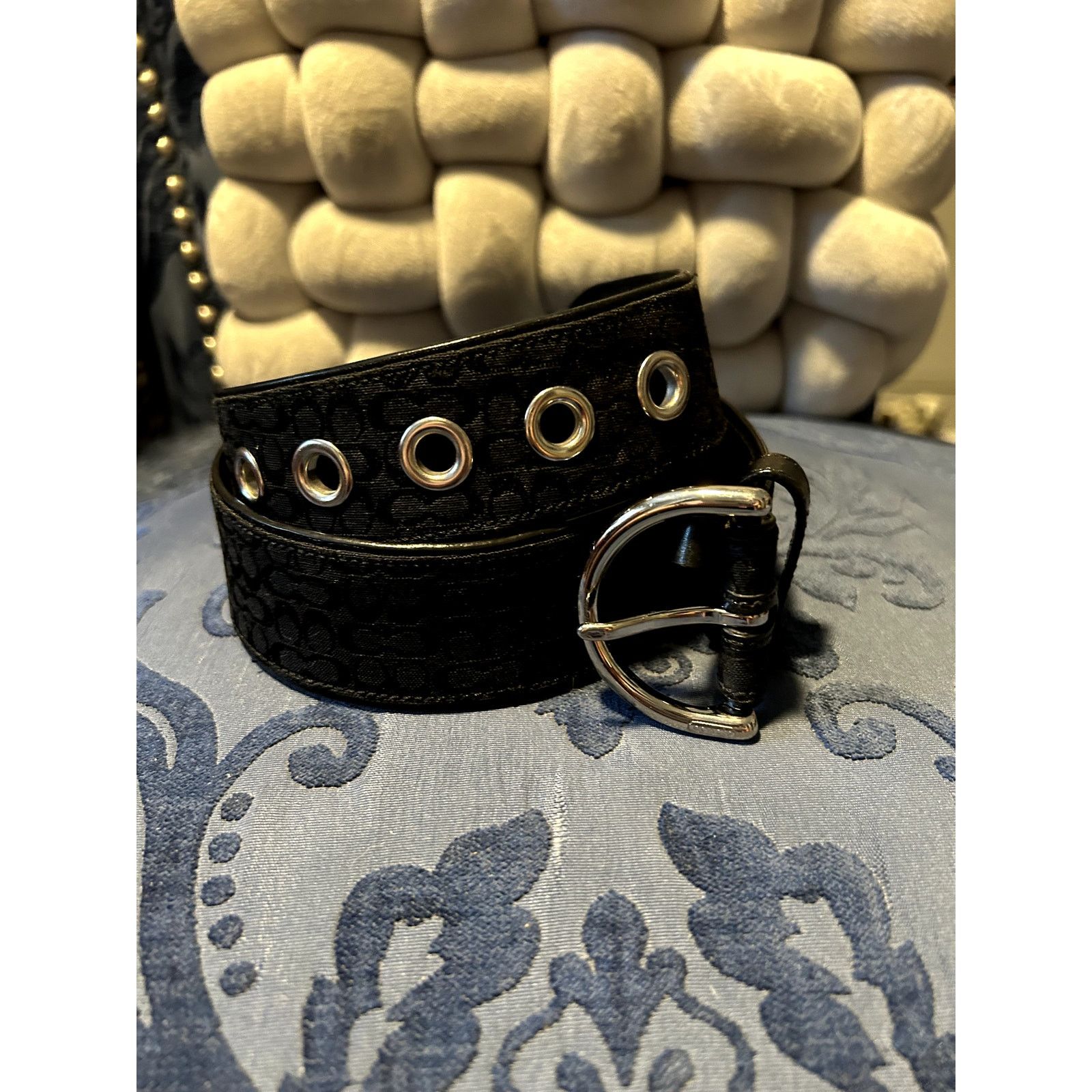 Coach Coach Black Signature Canvas Belt 38in Size ONE SIZE - 3 Thumbnail