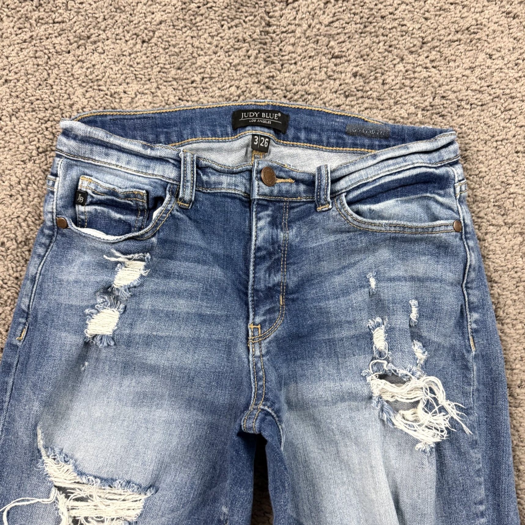 Denime Judy Blue Jeans Womens 26 Boyfriend Distressed Mid Rise Stretch Denim 26x29 Size 26" / US 2 / IT 38 - 2 Thumbnail