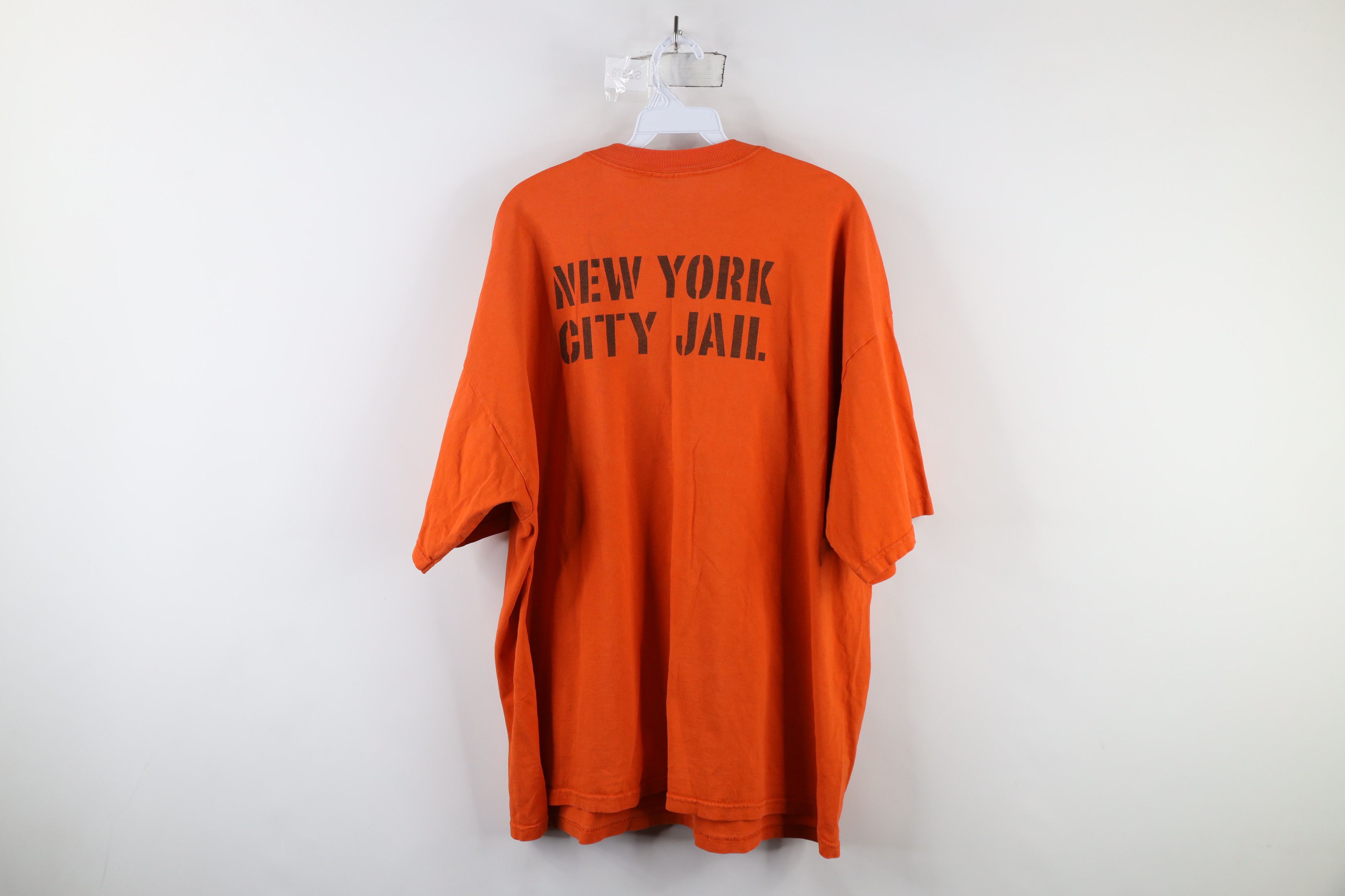 Vintage Vintage 90s Streetwear New York City Jail T-Shirt Orange Size US XXL / EU 58 / 5 - 8 Thumbnail