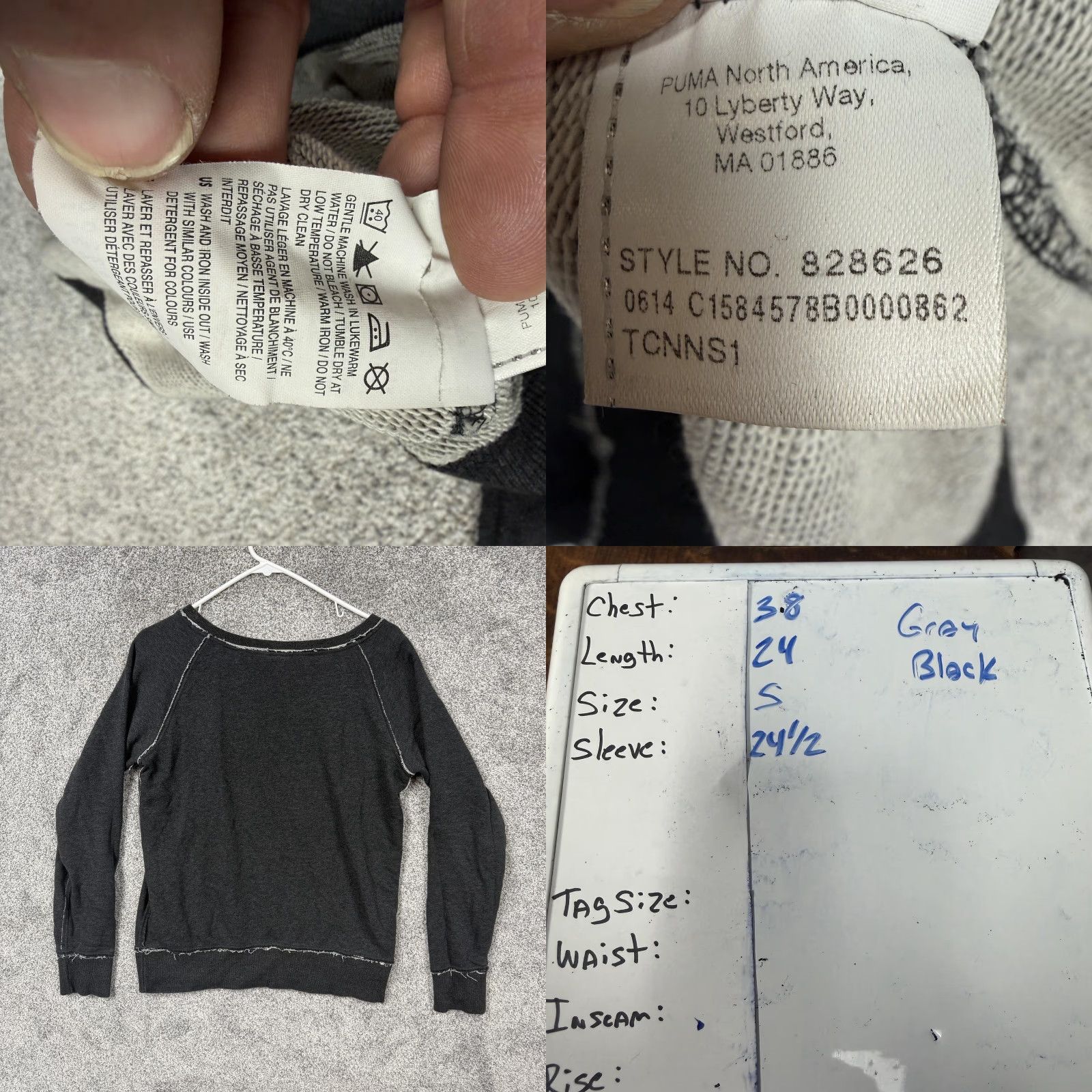 Puma PUMA Sweatshirt Small Logo Pullover Women Raglan Sleeve Graphic Print Crew Neck Casual Activewear Fall Winter Gray Charcoal Size S / US 4 / IT 40 - 8 Thumbnail