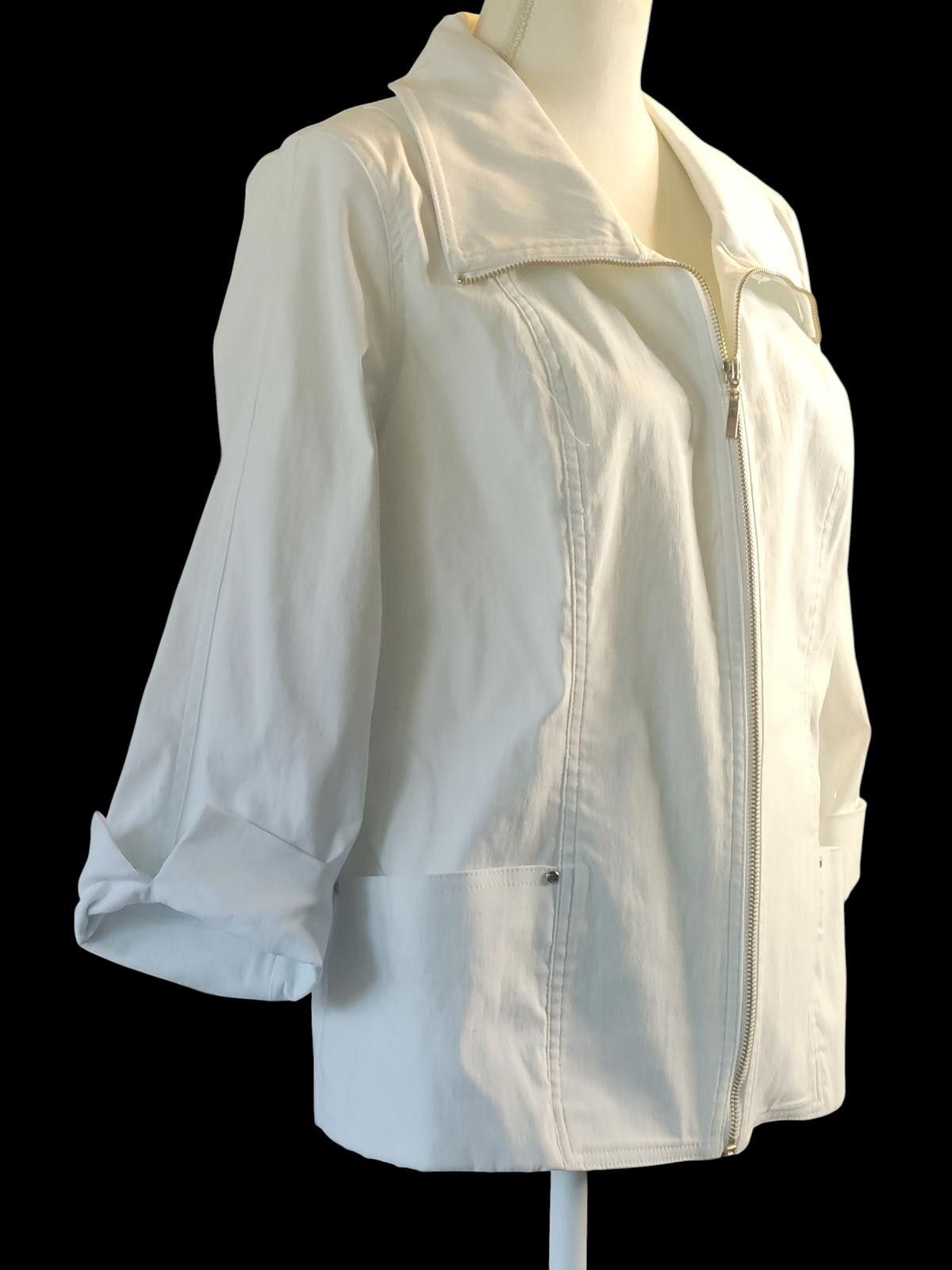 Other JM Collection White Women's Utility Jacket wFull Zip/Pockets Size L / US 10 / IT 46 - 4 Thumbnail