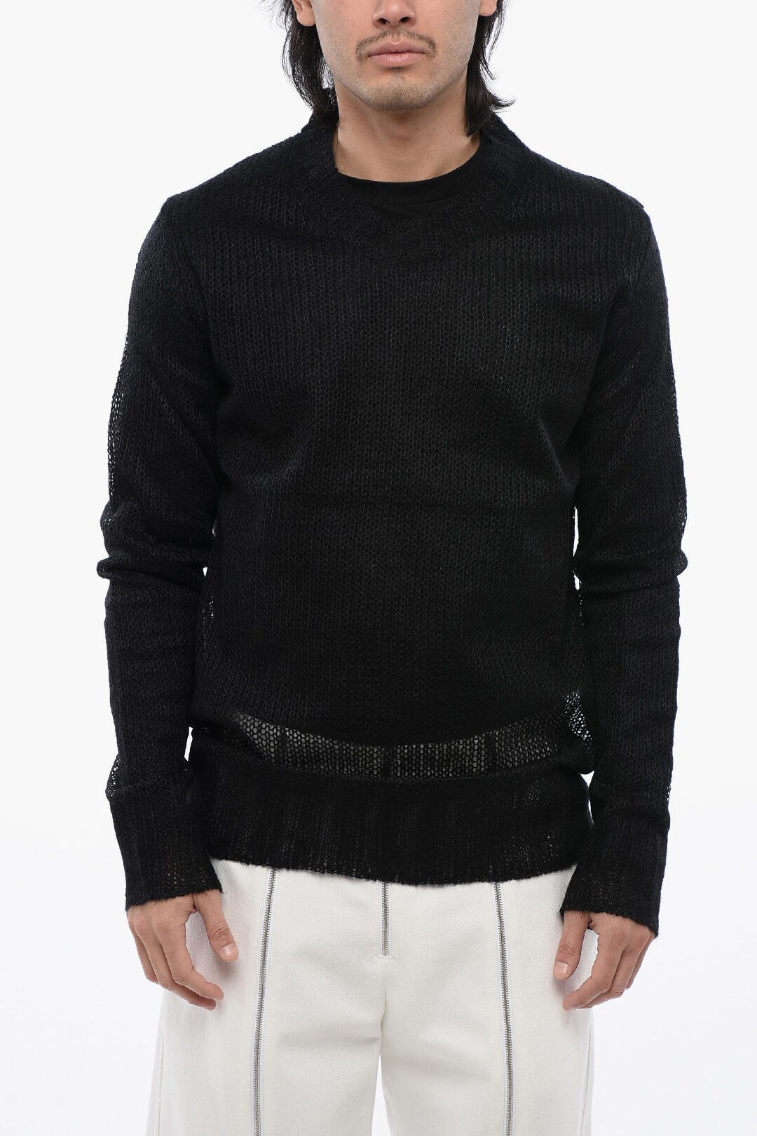 Jil Sander og1mm0625 Crewneck Double-Layer Sweater in Black Size US M / EU 48-50 / 2 - 1 Thumbnail