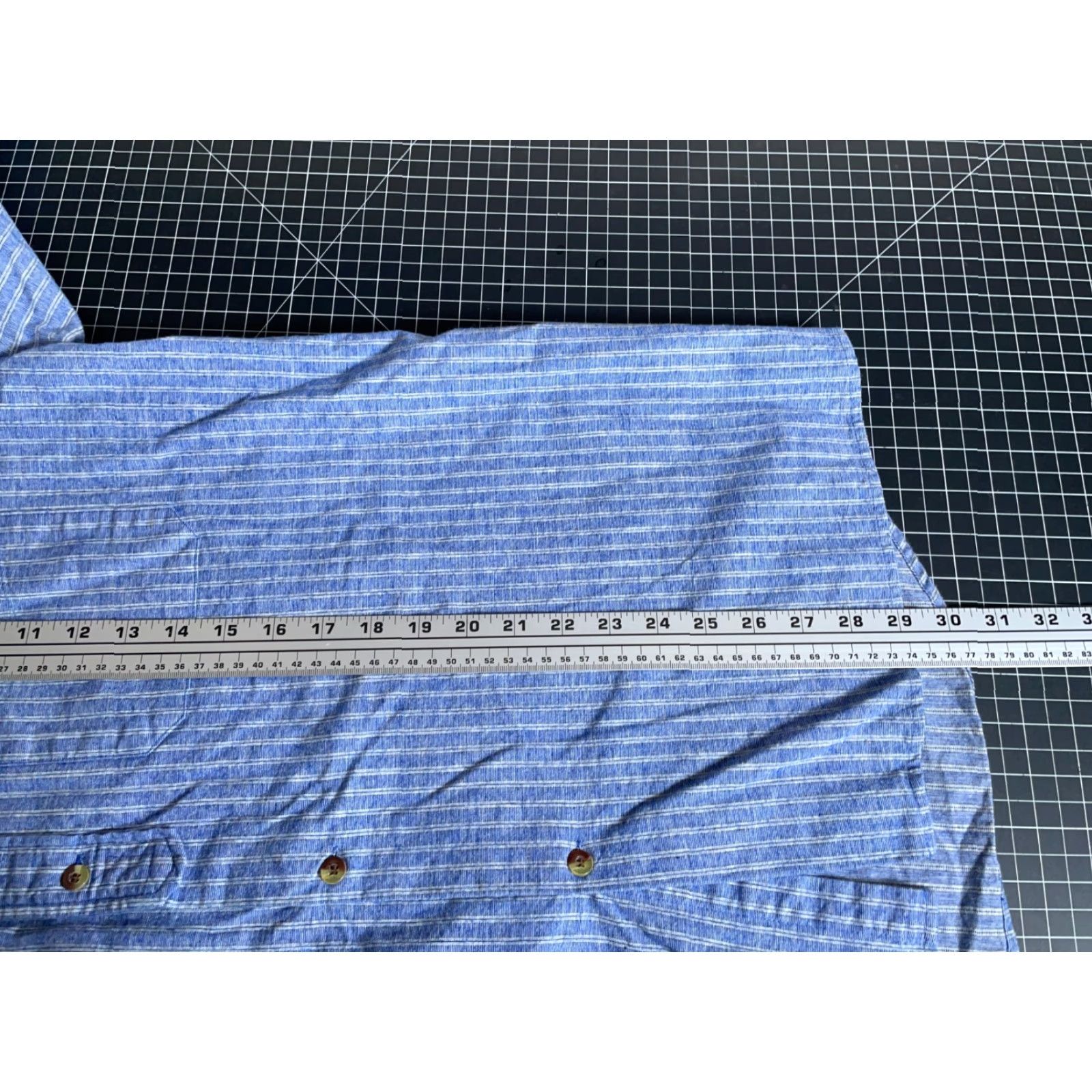 Lee Lee Valley Ireland Grandfather Shirt Men's L Blue Stripe Cotton Band Collar Shirt Size US L / EU 52-54 / 3 - 6 Thumbnail