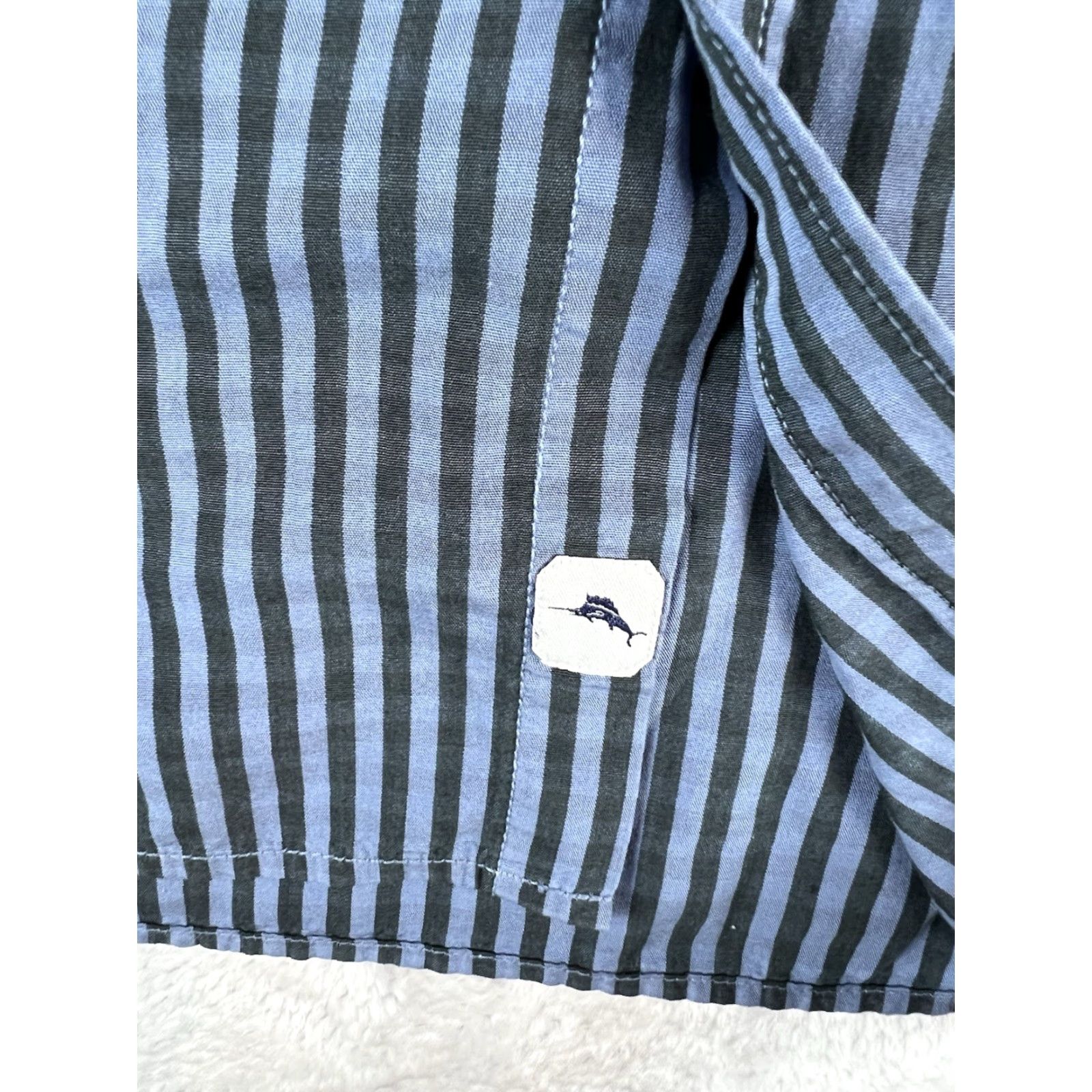 Tommy Bahama Tommy Bahama Shirt Mens L Blue Black Striped Short Sleeve Button-Up Shirt Size US L / EU 52-54 / 3 - 4 Thumbnail