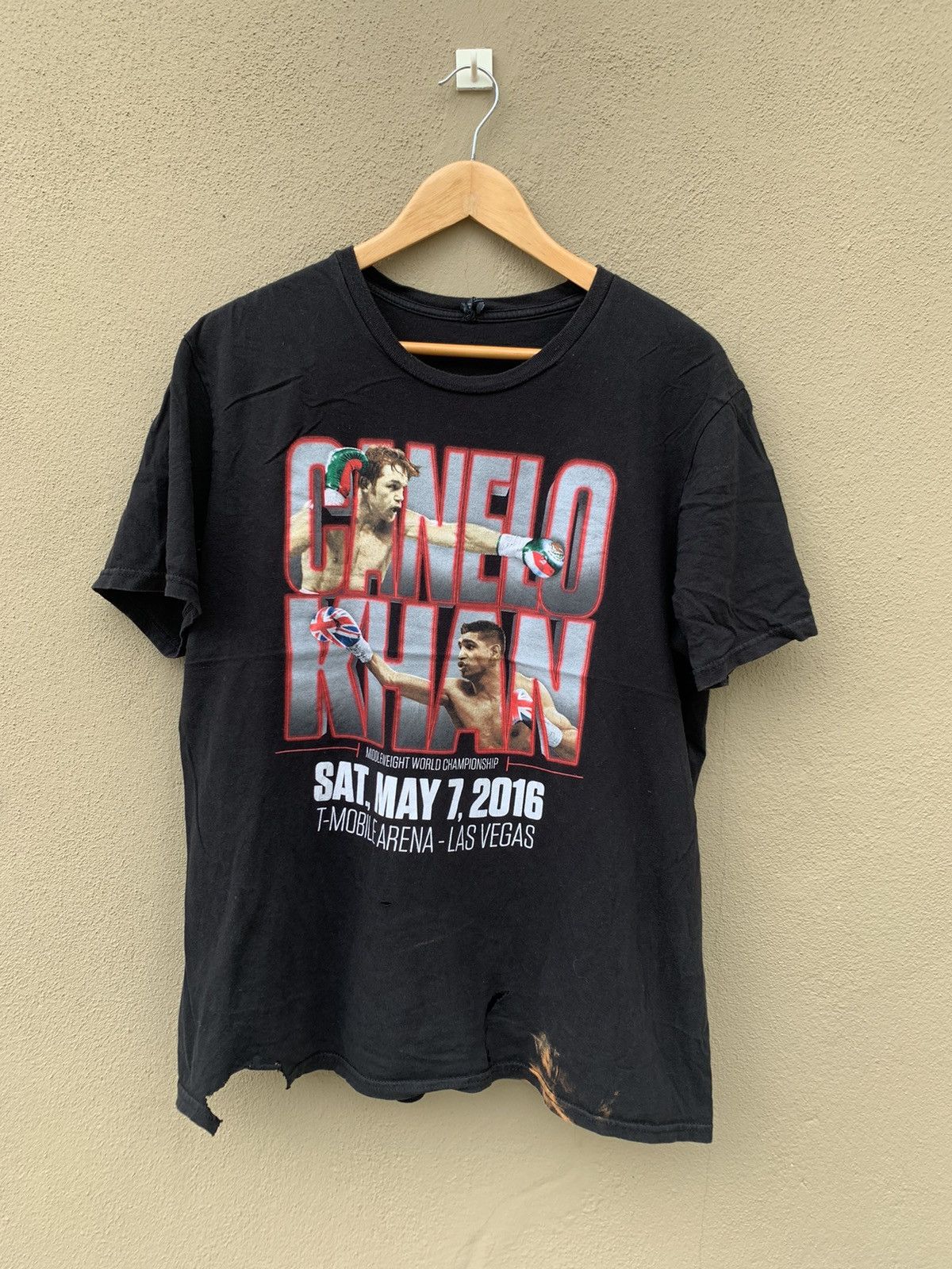 Vintage Thrashed Distressed WCB Canelo Alvares Vs Amir Khan Boxing Size US XL / EU 56 / 4 - 1 Thumbnail