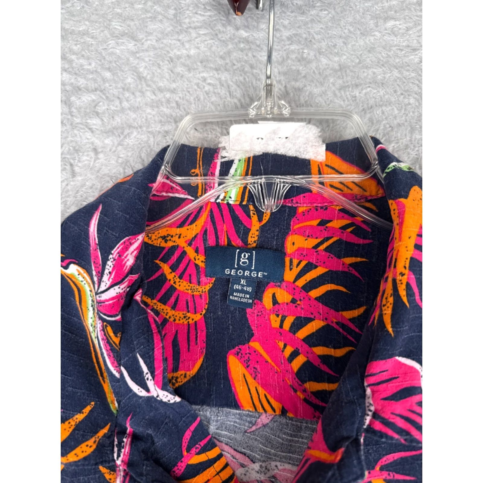 George George Hawaiian Shirt Mens XL Blue Floral Bird of Paradise Button-Up Rayon Size US XL / EU 56 / 4 - 7 Thumbnail