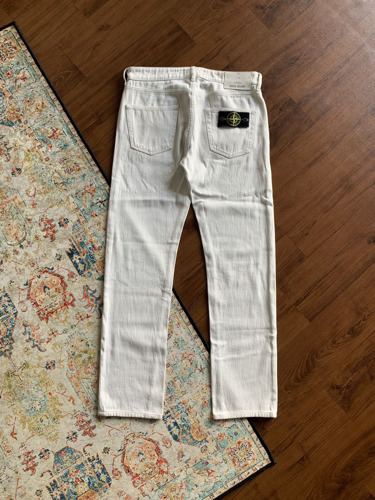 image of Stone Island Denim Pants in White, Men's (Size 31)