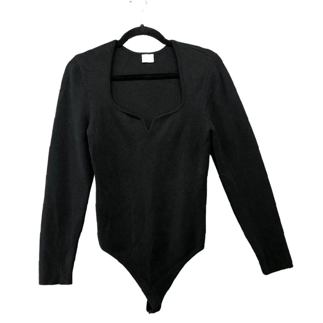 Abercrombie & Fitch Abercrombie & Fitch Bodysuit Womens M Black Knit Square Neck Sweater Size M / US 6-8 / IT 42-44 - 2 Thumbnail