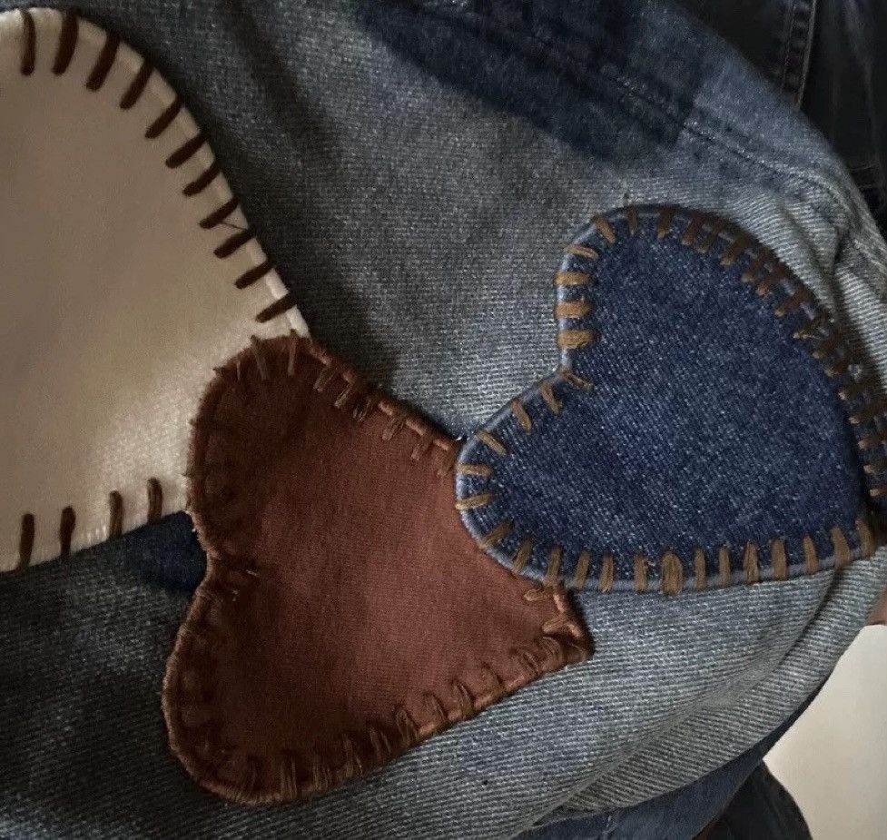 Japanese Brand Outdoor retro faded heart patches denim beret hat cap y2k Size ONE SIZE - 5 Thumbnail