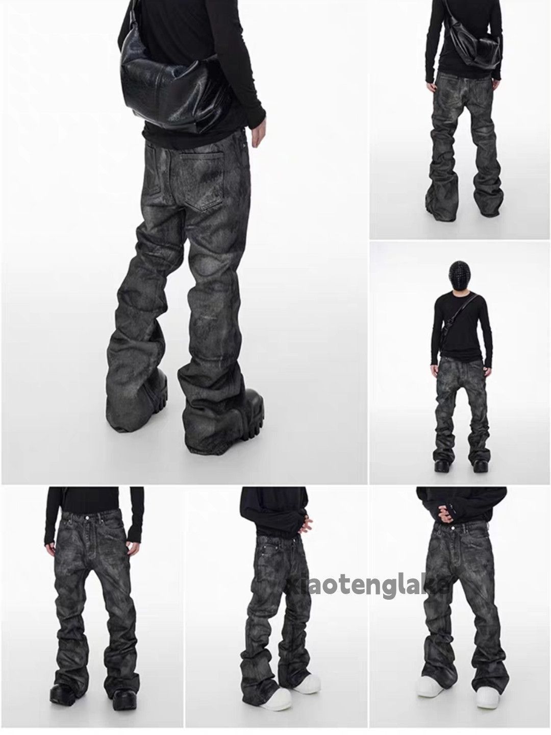Japanese Brand xtl washed retro y2k hiphop punk bootcut wax jeans Size US 30 / EU 46 - 4 Thumbnail