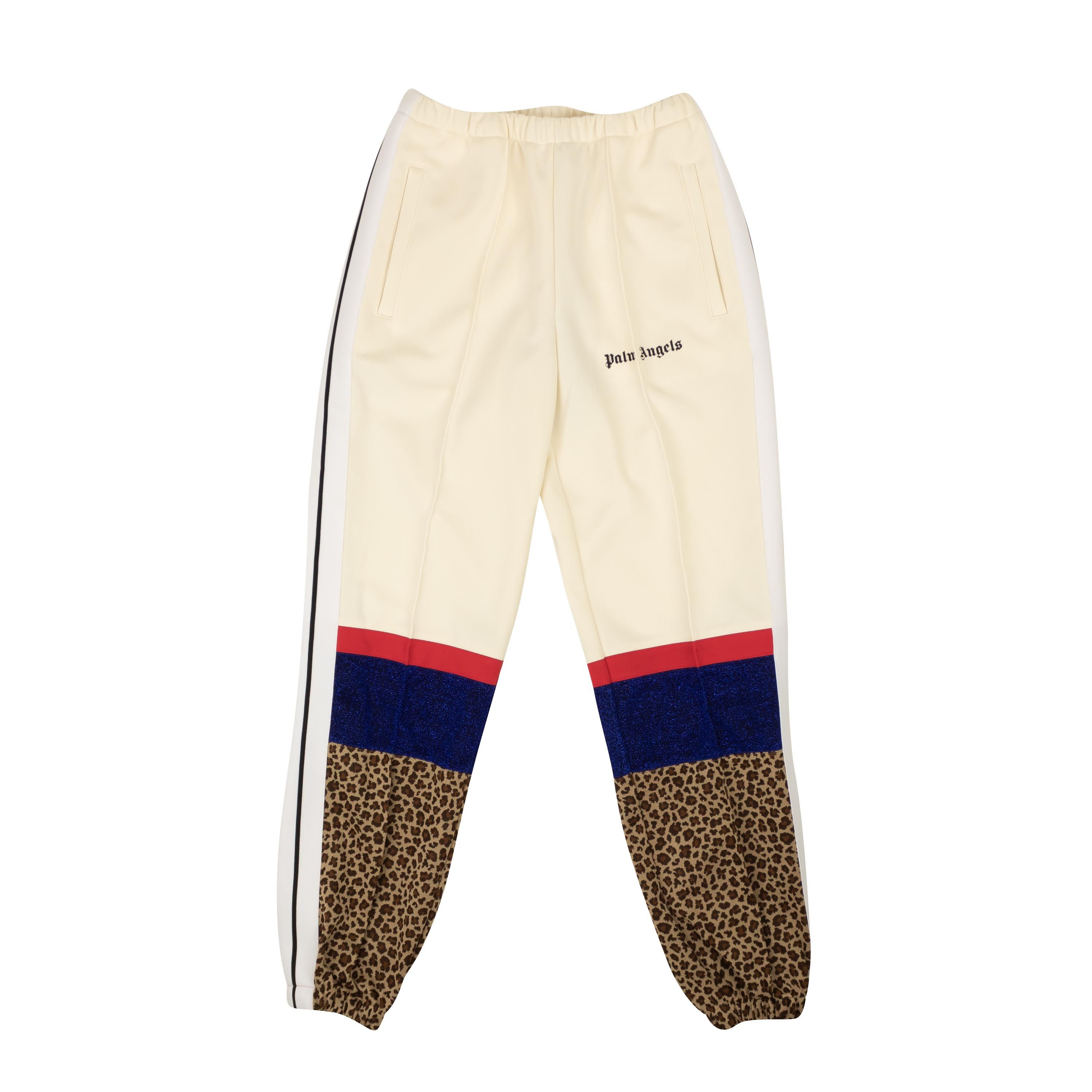 image of Palm Angels White Leopard V Colorblock Jogger Track Pants Size Xs, Women's