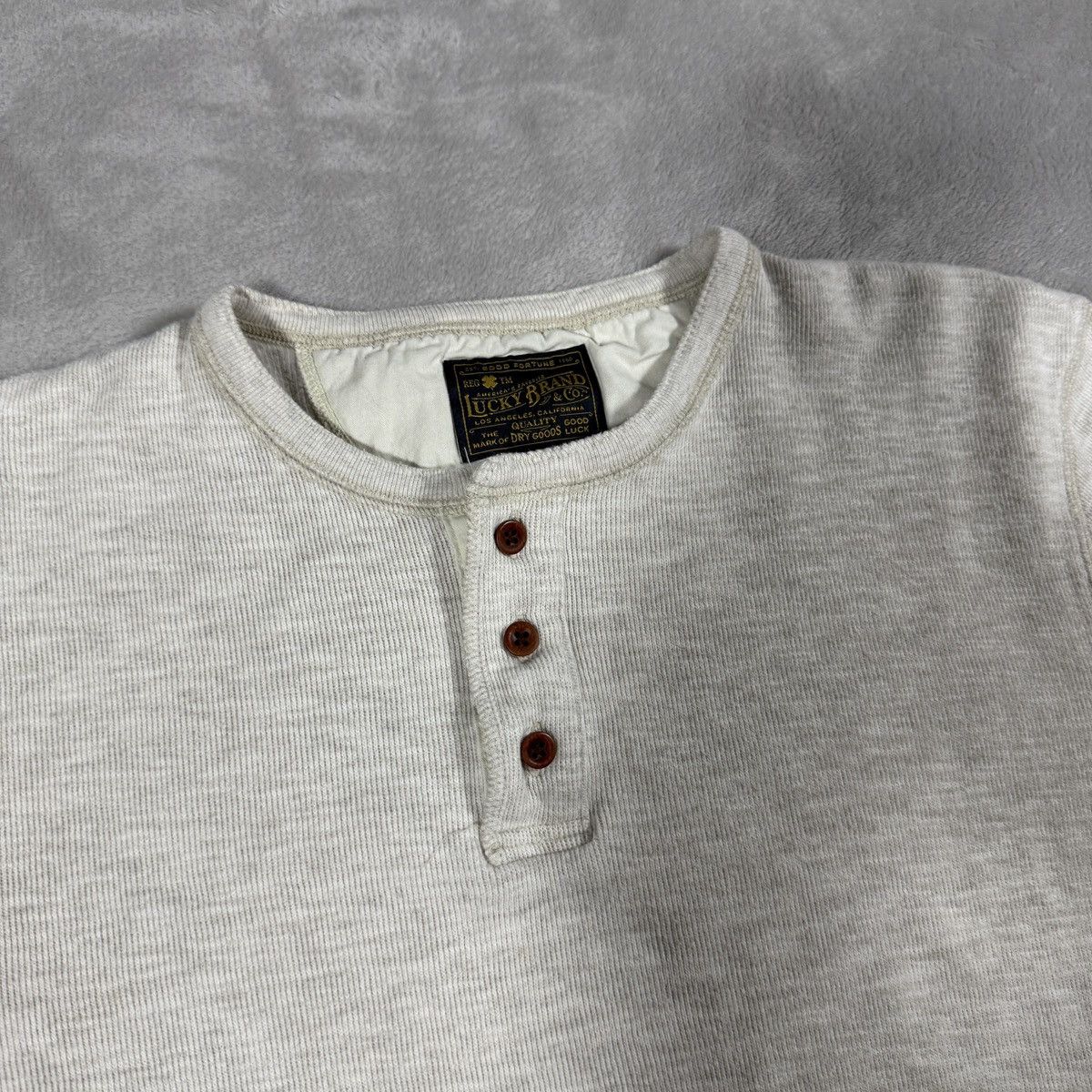 Lucky Brand Vintage Y2K Lucky Brand Beige Henley Shirt Mens Large Size US L / EU 52-54 / 3 - 3 Thumbnail