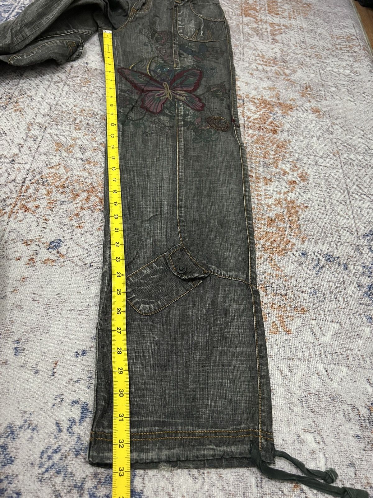 Hysteric Glamour × Japanese Brand Cargo MultiPocket Emboidered Butterfly Pants Size US 29 - 20 Thumbnail