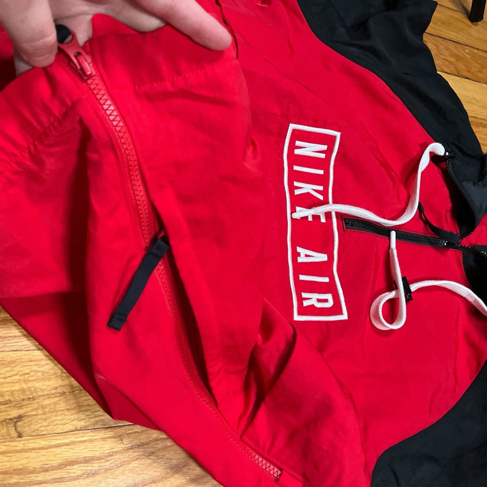Nike Nike Air Anorak 1/4 Zip Hooded Red Black Small Nylon Jacket Size US S / EU 44-46 / 1 - 8 Thumbnail