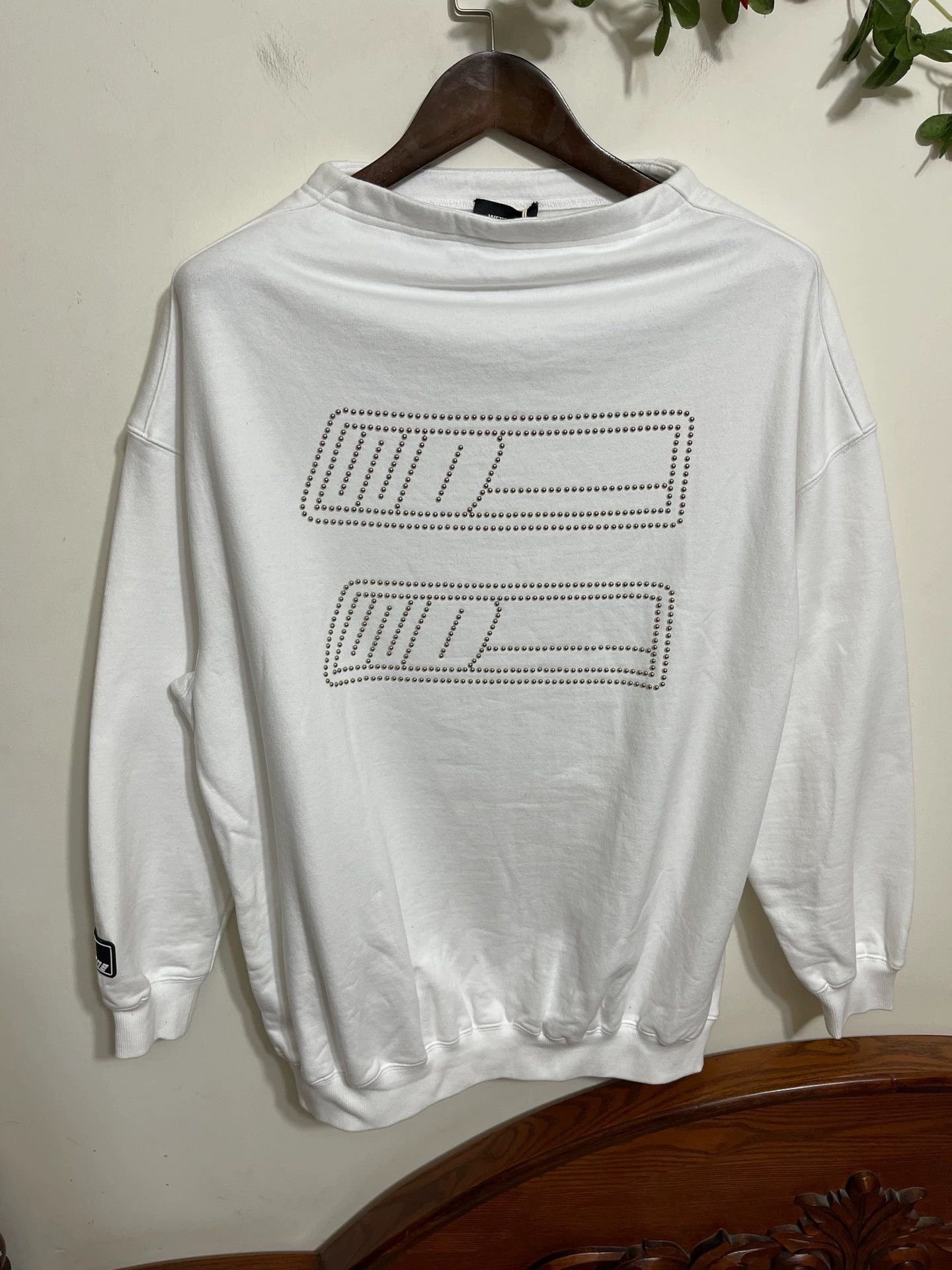 WE11DONE We11done Rivet Logo Wide Boatneck Fleece Sweatshirt (XS/S/M) Size US XS / EU 42 / 0 - 2 Thumbnail