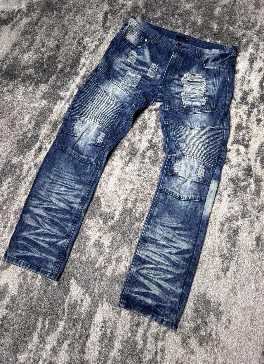 Affliction × Japanese Brand × Vintage Crazy Y2K 1738 Dynasty Affliction style crosses grunge jeans Size US 34 / EU 50 - 10 Thumbnail