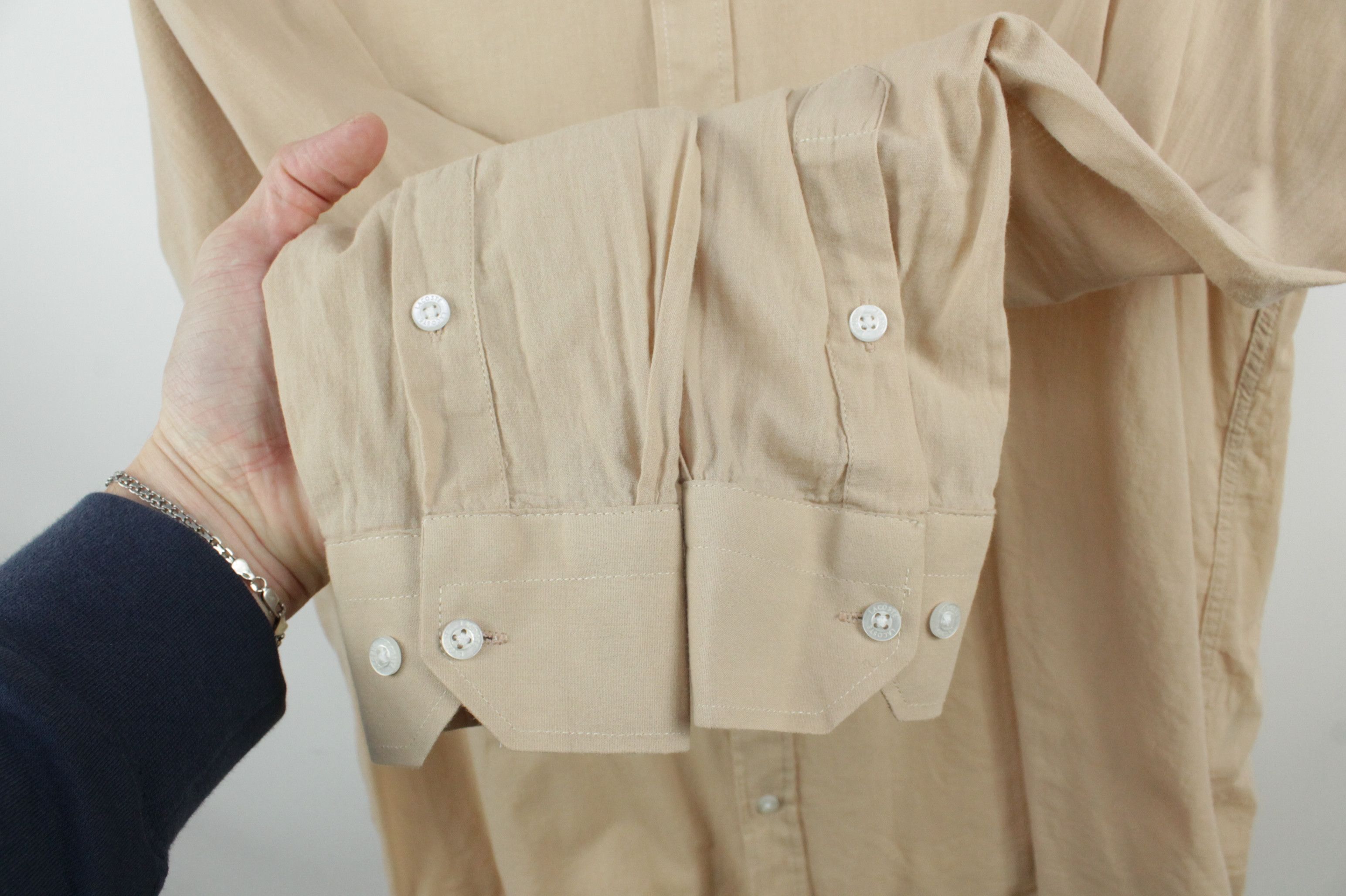 Lacoste Lacoste Slim Fit Ultralight Beige Cotton Casual Shirt Men's Size US XXL / EU 58 / 5 - 5 Thumbnail