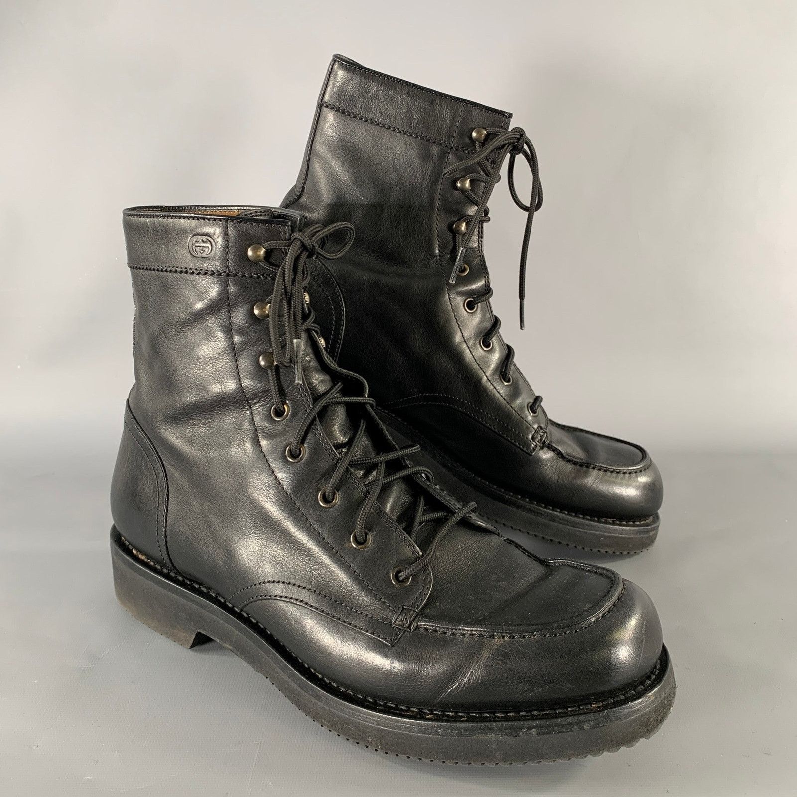 Gucci GUCCI Size 11.5 Black Solid Leather Military Boots Size US 11.5 / EU 44-45 - 1 Thumbnail