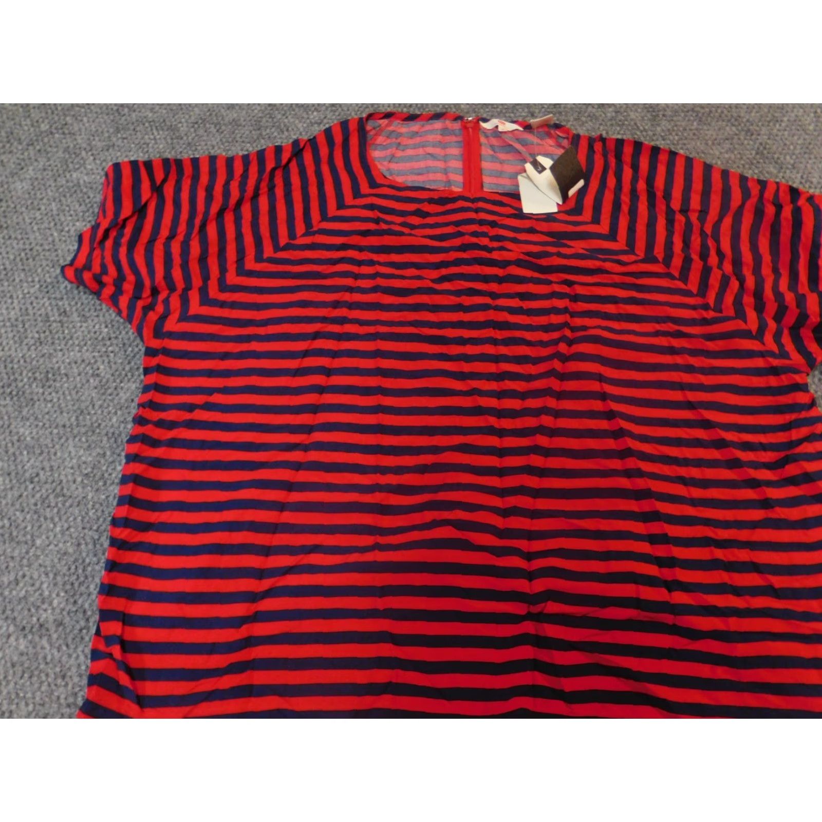 Levi's Levi's Blouse Shirt 3X Women Red Striped Viscose Rayon Zip Crew Neck Short Sleeve Casual Regular Plus Size Women Mens? Size XXL / US 16-18 / IT 52-54 - 3 Thumbnail