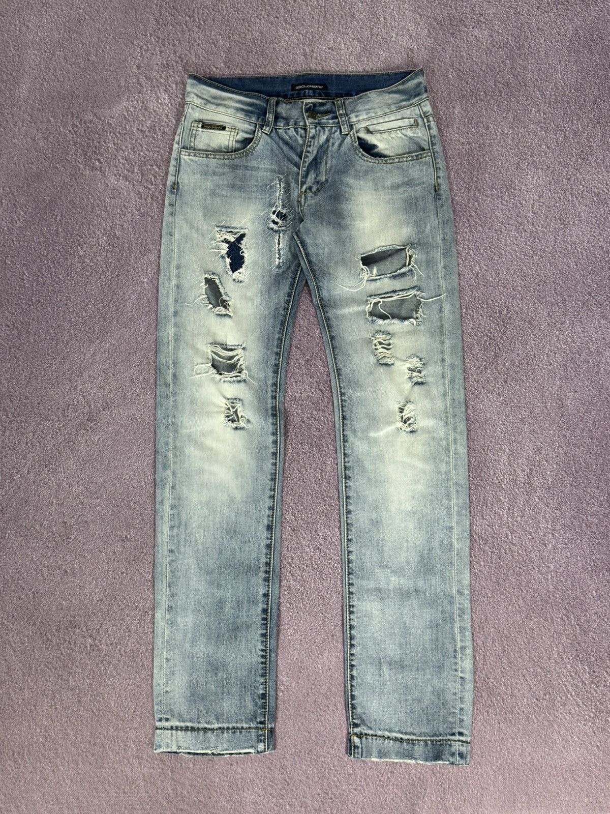Dolce & Gabbana D&G Dolce & Gabbana Y2K Ribbed Denim Faded Jeans Size 32" / US 10 / IT 46 - 1 Thumbnail