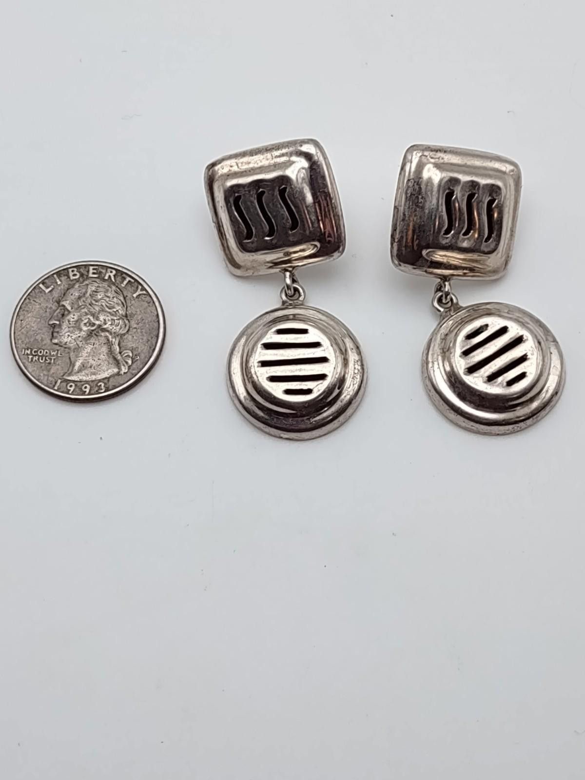 The Unbranded Brand Mexican Sterling Silver Dangle Earrings MEX 925 16.9g Size ONE SIZE - 2 Thumbnail