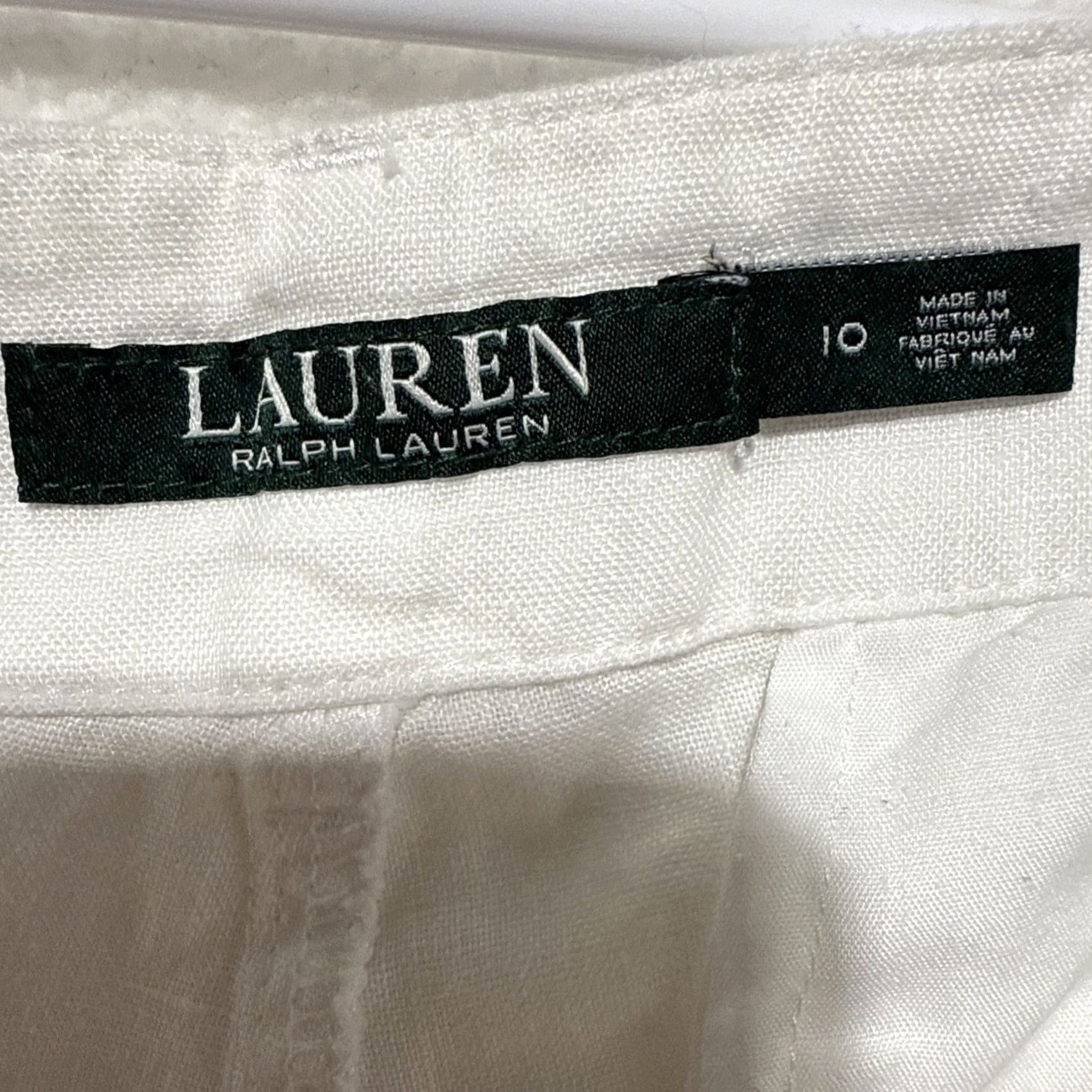 Ralph Lauren Lauren Ralph Lauren White Linen Cargo Pants Button Ankle Size 10 Women Regular Pocket Linen Crop Breathable Inseam 29.5” Size 10 Womens Size 32" / US 10 / IT 46 - 6 Thumbnail