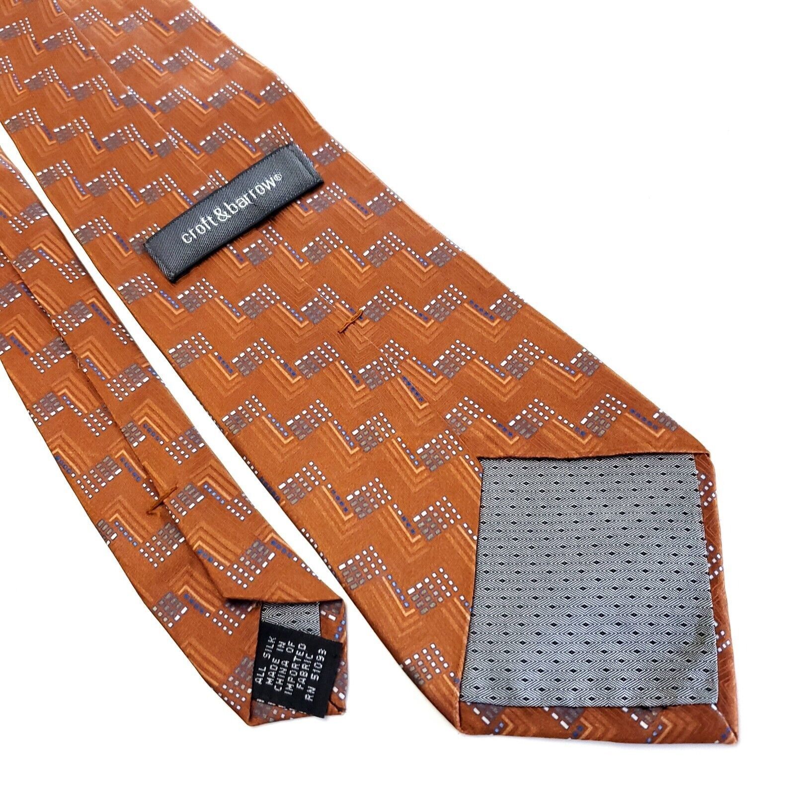 Croft & Barrow Croft & Barrow Orange Geometric Print Wide Silk Tie Size ONE SIZE - 5 Thumbnail
