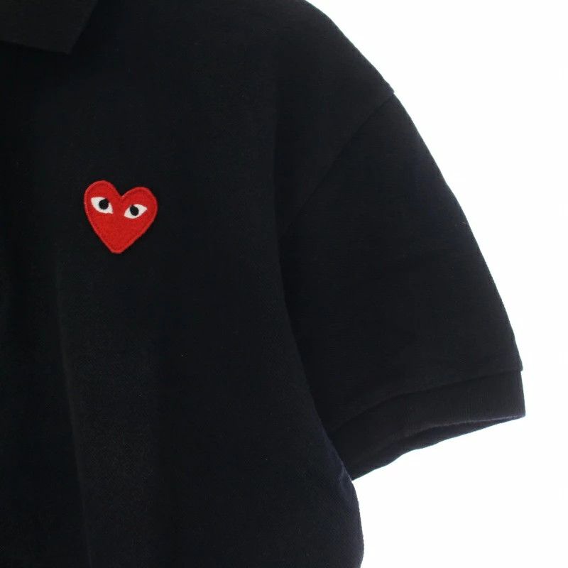 Comme des Garcons PLAY Polo Shirt short sleeve heart logo cotton uneven hem Black Size US L / EU 52-54 / 3 - 4 Thumbnail