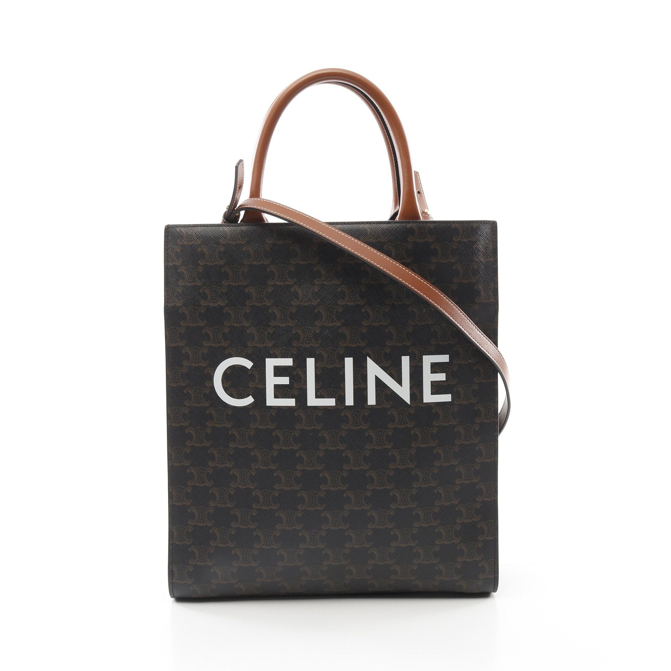 Celine Celine Small Vertical Hippopotamus Triomphe Handbag Tote Bag Leather Black Brown Size ONE SIZE - 1 Thumbnail