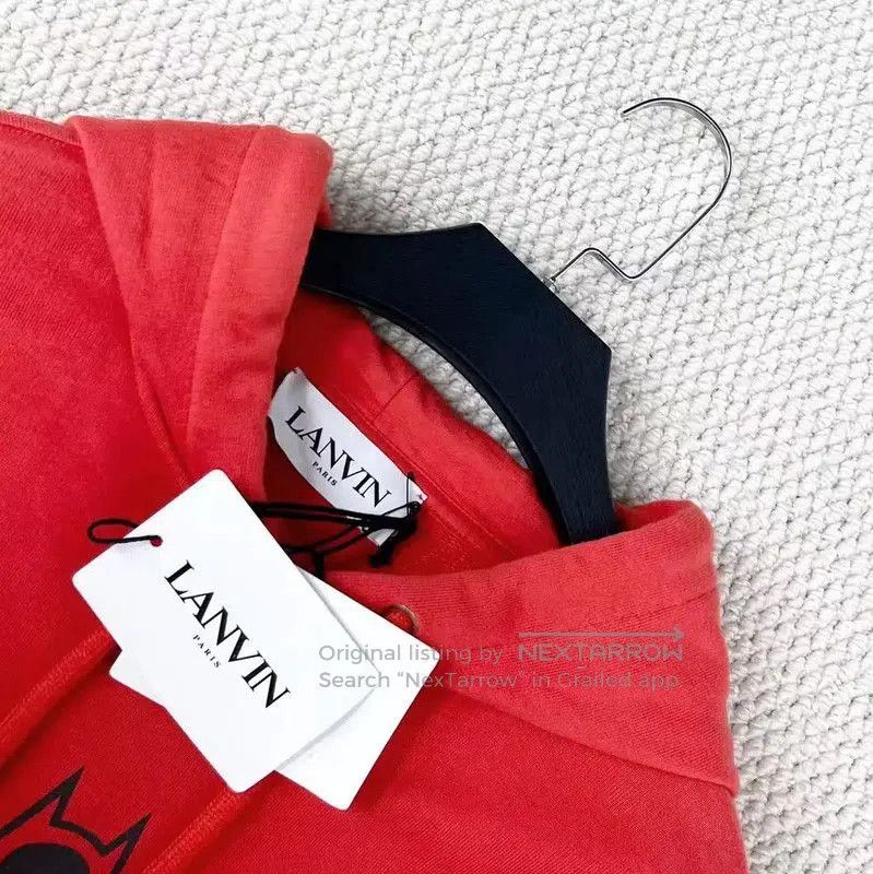 Lanvin Lanvin Red Cotton Logo Hoodie for Men . Size US M / EU 48-50 / 2 - 3 Thumbnail