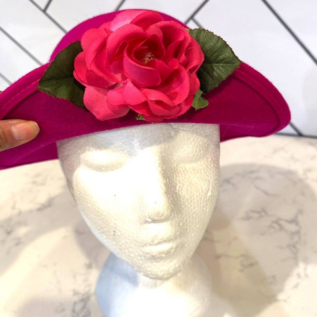 Vintage Vintage wool fuchsia big flower front women’s kids Blossom Size ONE SIZE - 5 Thumbnail