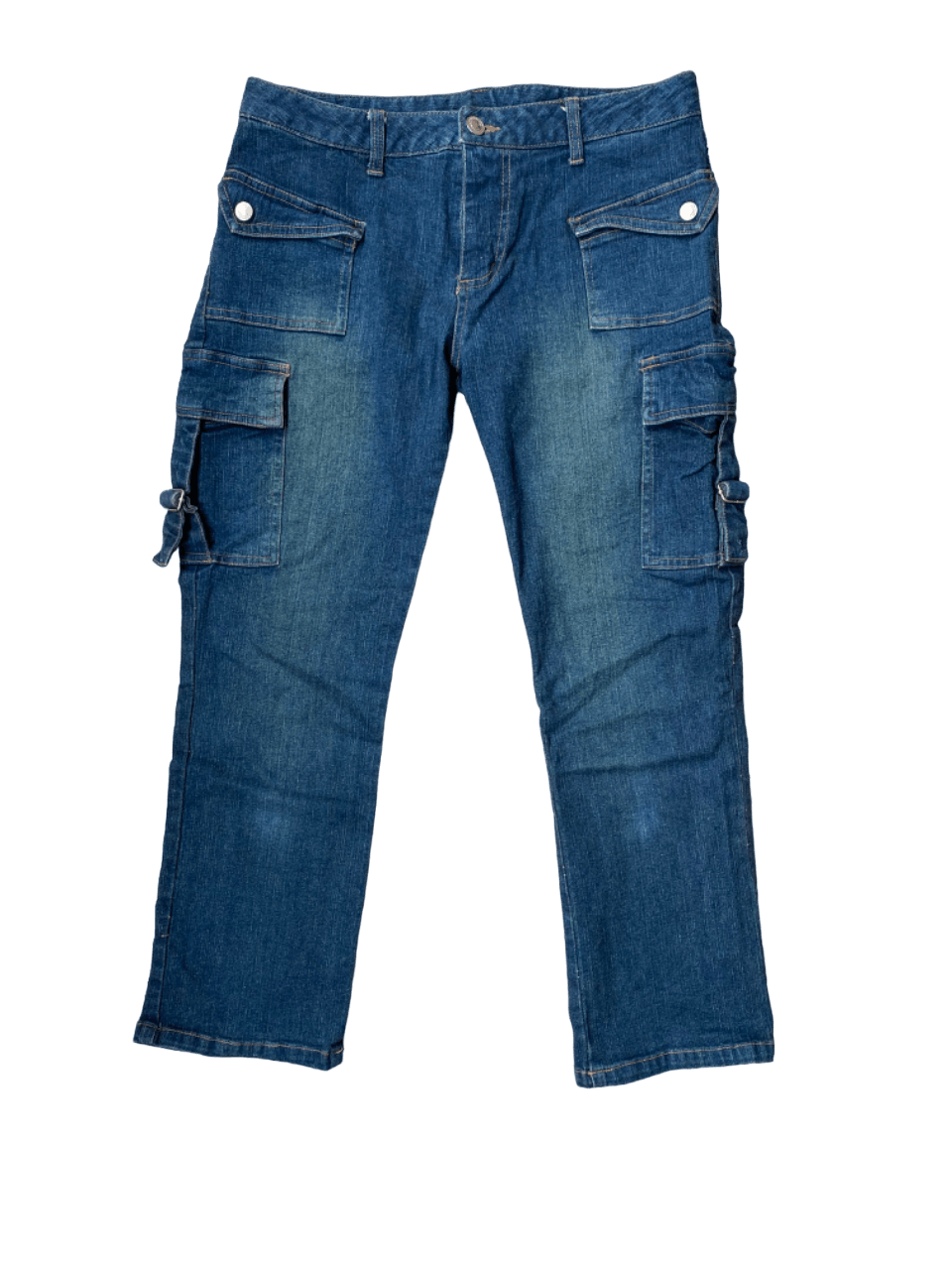 image of If Six Was Nine x Issey Miyake Multipocket Cargo Bush Pants in Blue Denim, Women's (Size 30)