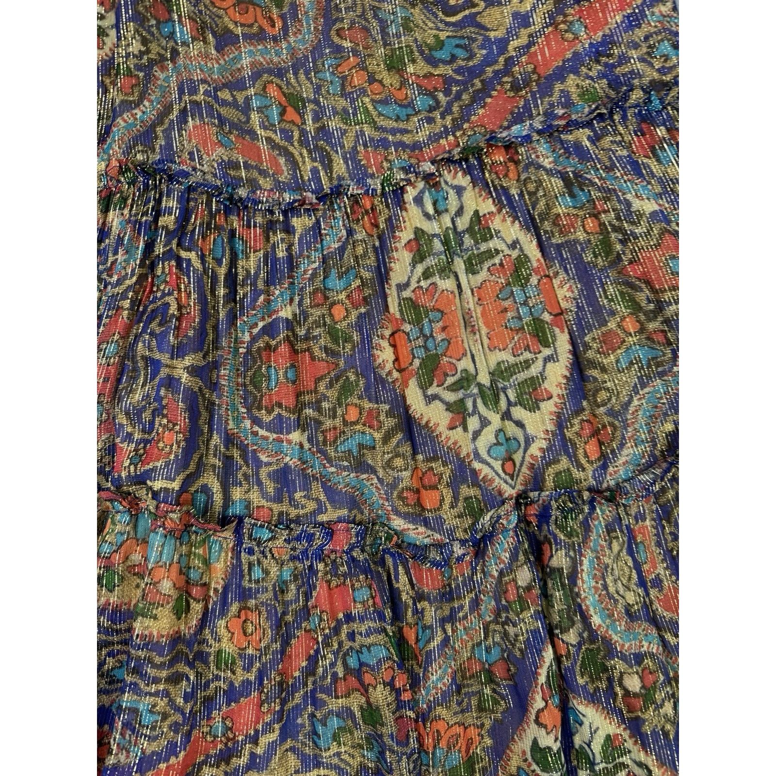 Oliphant OLIPHANT RUFFLE TIERED MAXI PERSIAN COBALT SIZE L DRESS Size L / US 10 / IT 46 - 17 Thumbnail