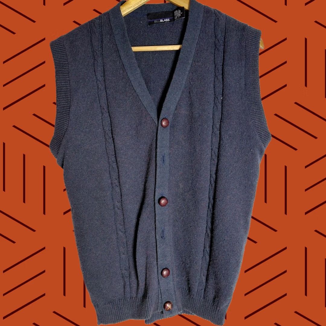 Bill Blass BILLBLASS Blue Knit Vest Solid Sleeveless Men Size L Size US L / EU 52-54 / 3 - 1 Thumbnail