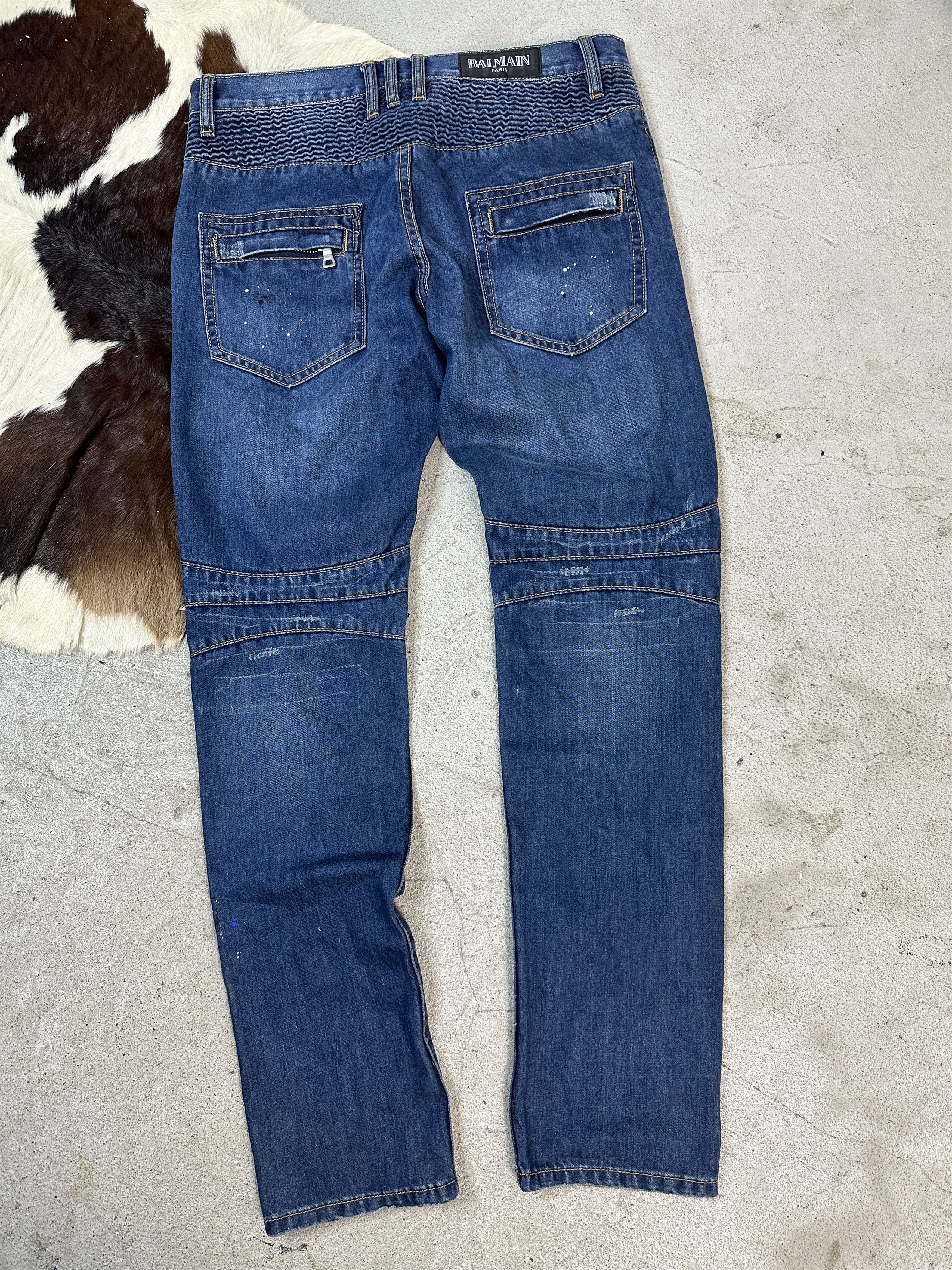 Vintage Balmain Biker Denim Jeans Size US 33 - 1 Thumbnail