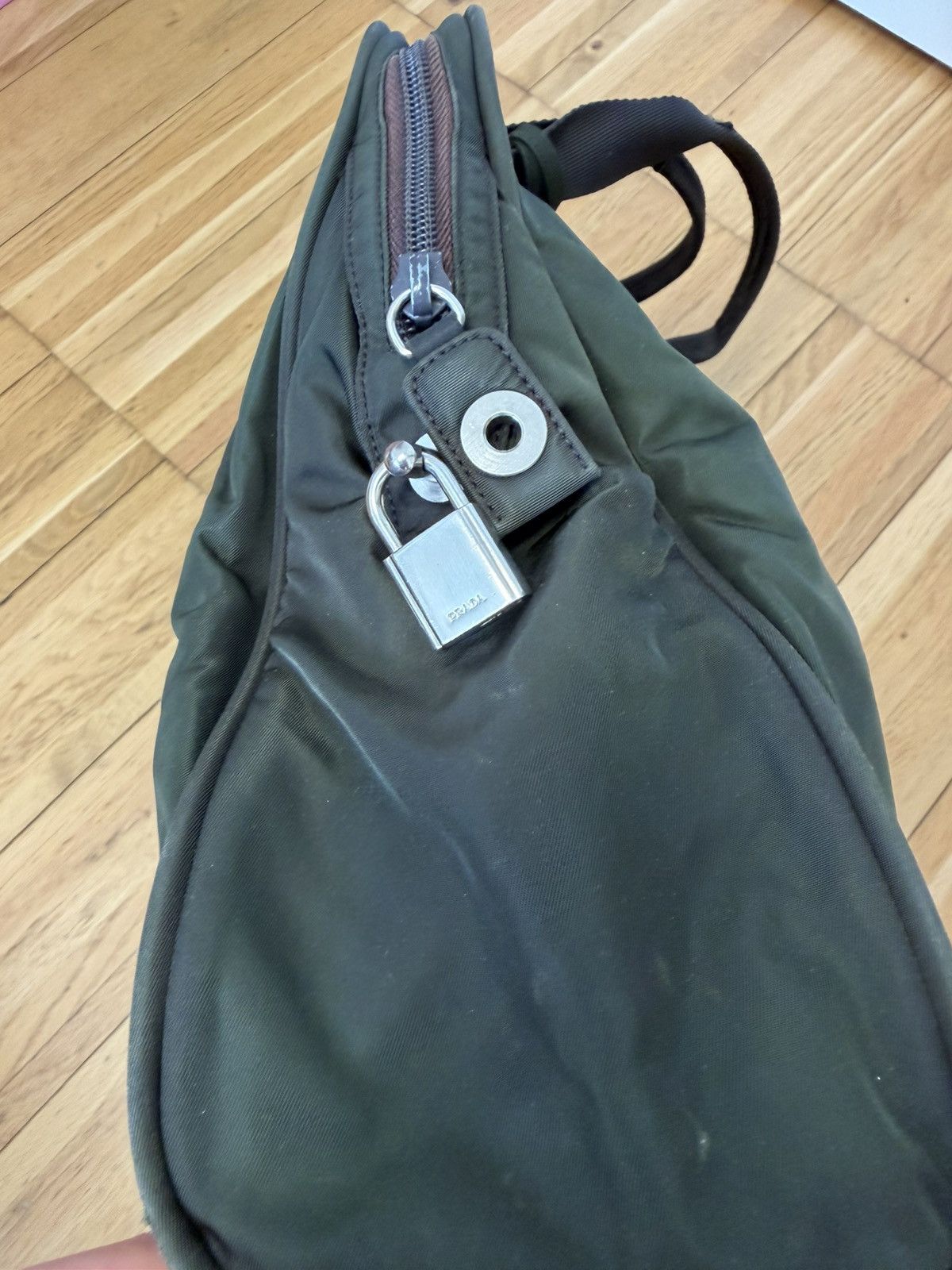 Prada Vintage Prada Tessuto Nylon Briefcase — Olive Green Size ONE SIZE - 5 Thumbnail