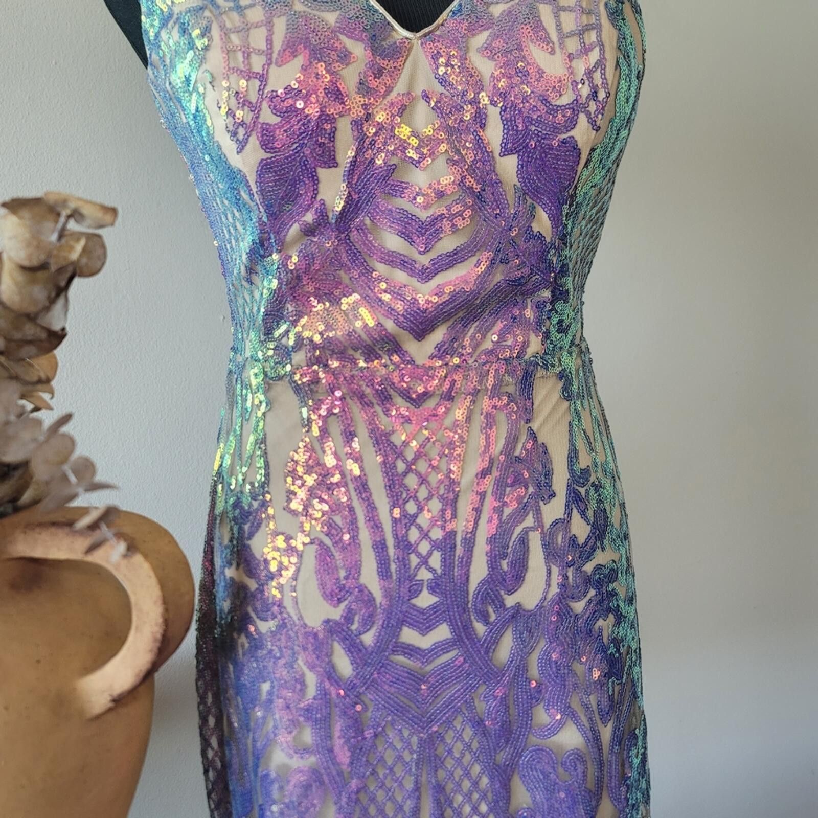 Other City Studio Strapless Iridescent Sequin Dress Sz 5 Size S / US 4 / IT 40 - 3 Thumbnail