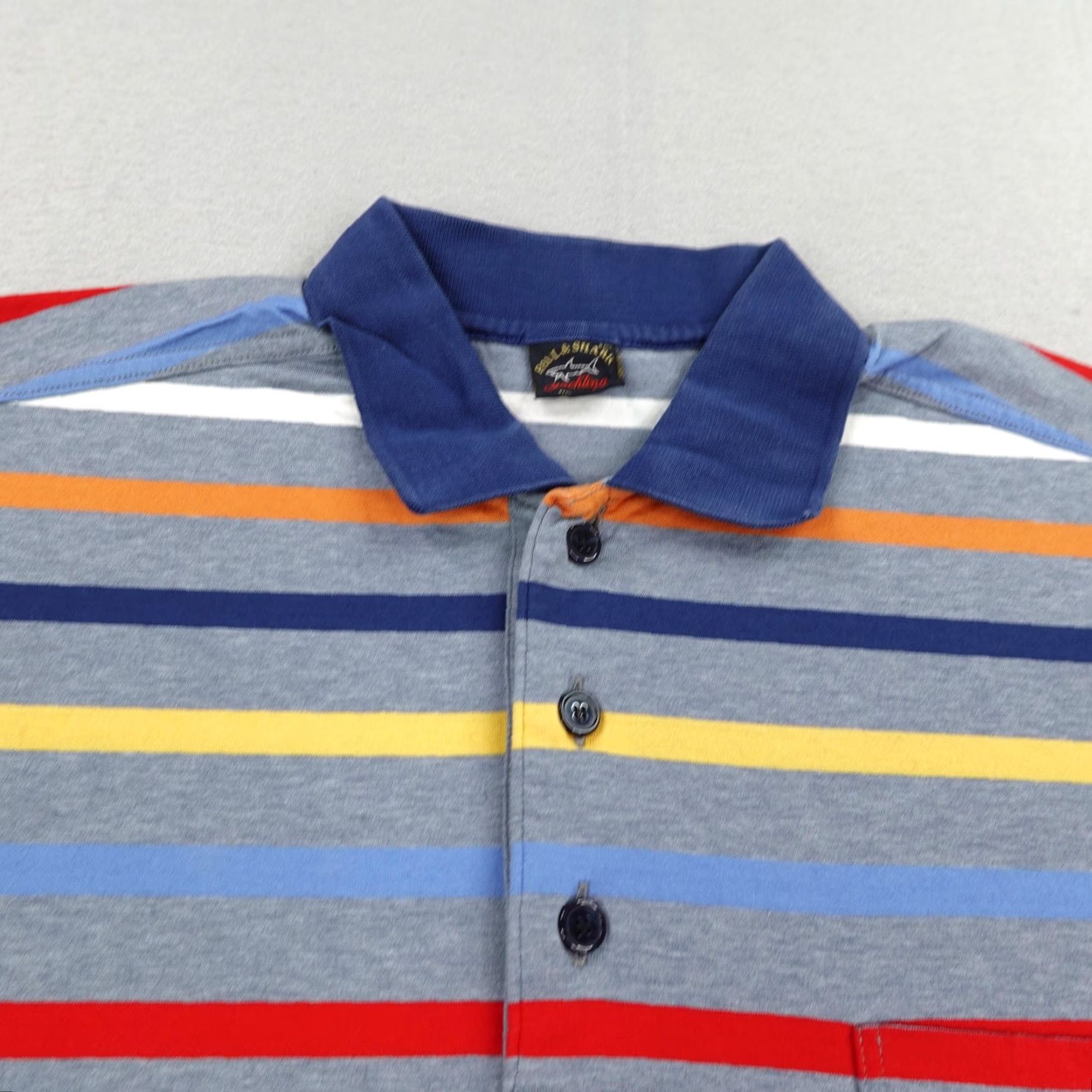 Paul & Shark VINTAGE Paul & Shark Polo Shirt Mens 2XL Cotton Short Sleeve Nautical Stripes Italy Size US XXL / EU 58 / 5 - 2 Thumbnail