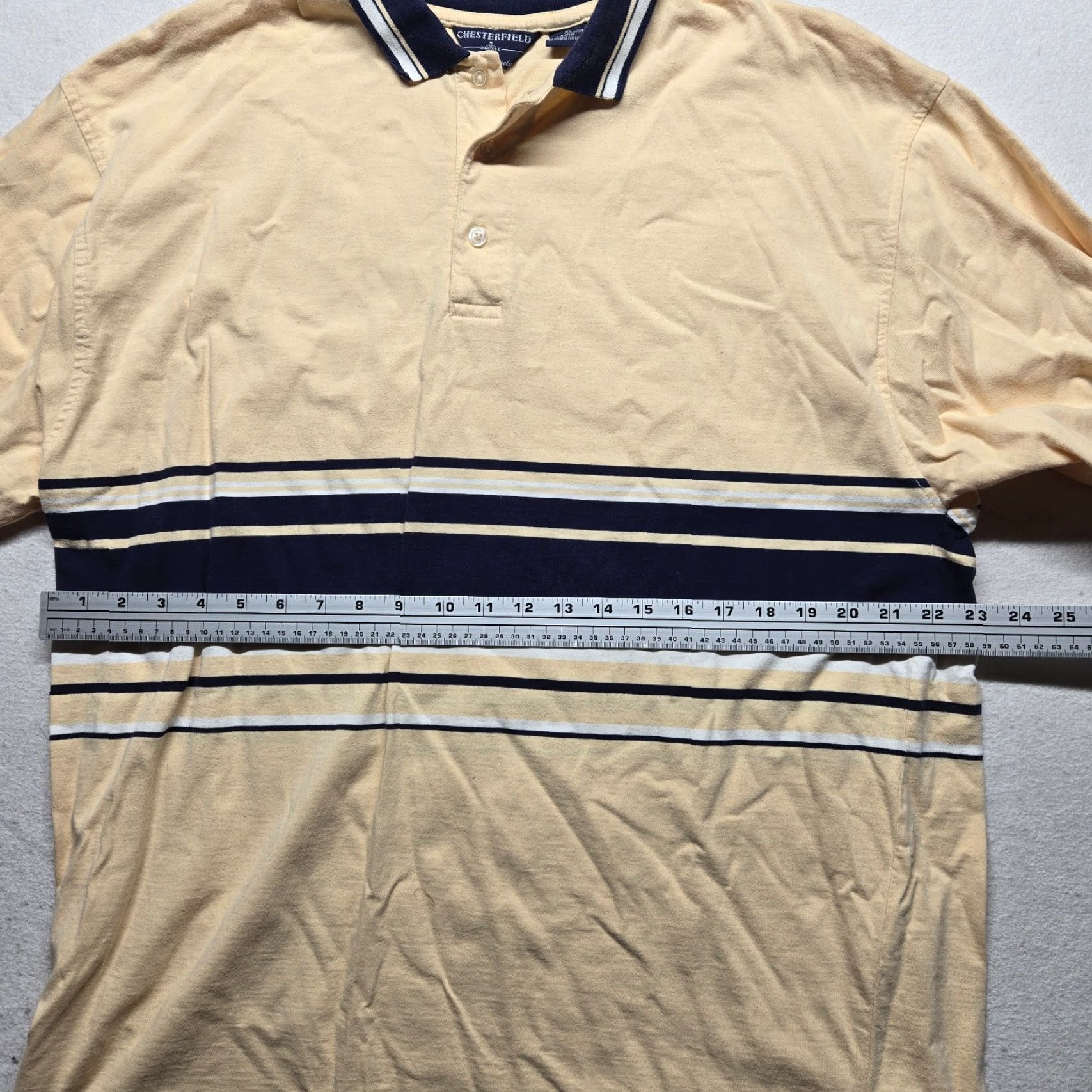 Vintage Chesterfield Polo Shirt Mens XL Yellow Striped Short Sleeve Cotton Polyester Button Collared Golf Casual Shirt Size US XL / EU 56 / 4 - 4 Thumbnail