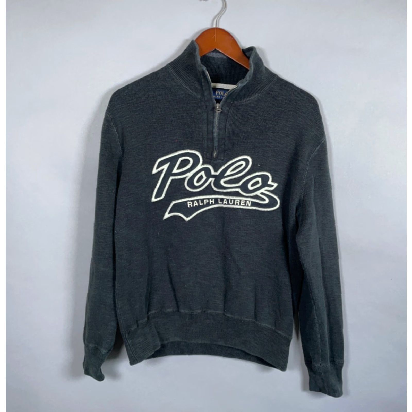 Polo Ralph Lauren Polo Ralph Lauren 1/4 Zip Sweater Adult Medium Gray Graphic Print Embroidered Preppy Mens Size US M / EU 48-50 / 2 - 2 Thumbnail