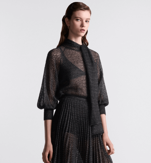 Dior o1w1db10925 444S38 Ascot Sweater in Black Size M / US 6-8 / IT 42-44 - 4 Thumbnail