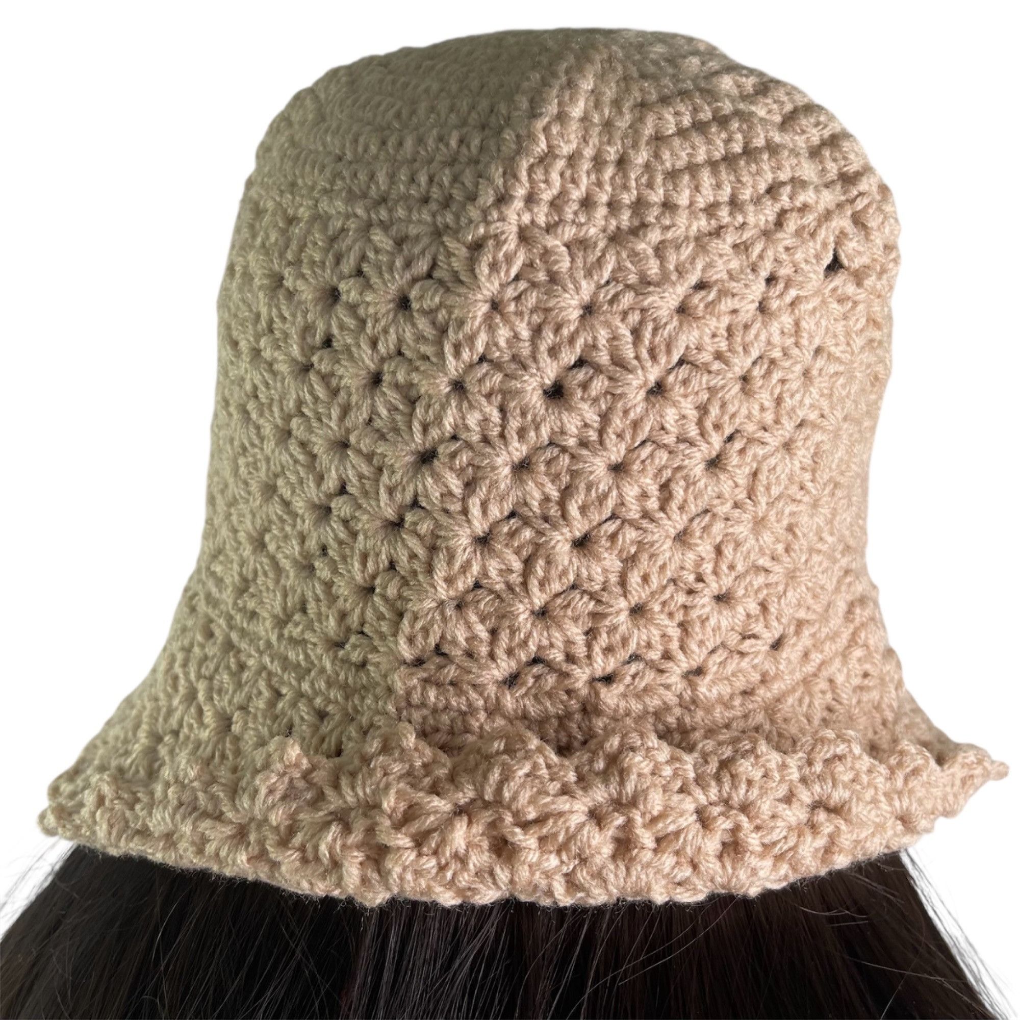 Handmade Crochet Cloche Bucket Hat Retro Style Tan / Beige Handmade A Size ONE SIZE - 8 Thumbnail