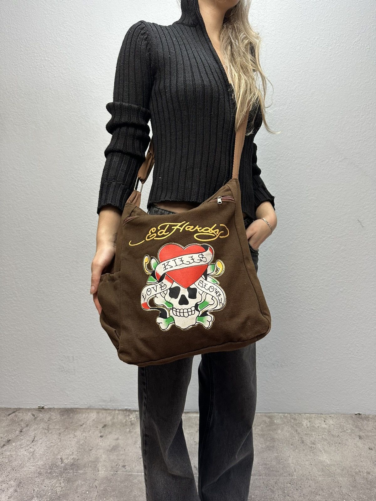 Ed Hardy Vintage Ed Hardy Distressed Shoulder Bag Messenger Archival Size ONE SIZE - 4 Thumbnail