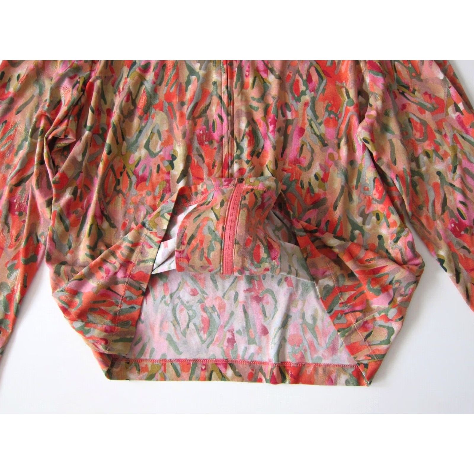 Pinko TanJay Pink Blouse Women Size PM Long Sleeve Crew Neck Zip Full Zipper Camouflage TanJay Pink Green Orange Size M / US 6-8 / IT 42-44 - 5 Thumbnail