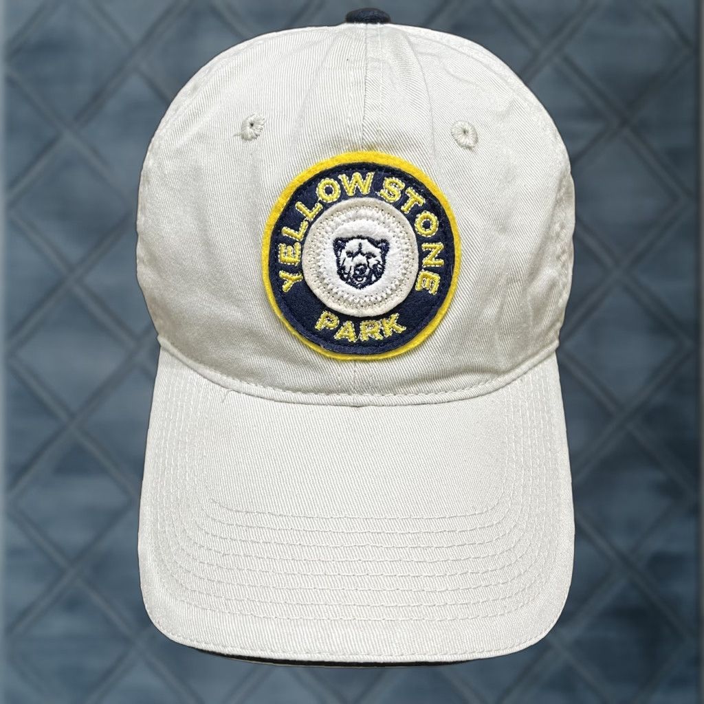 Vintage Yellowstone National Park Hat Cap Bear Patch Strap Back Cotton Dad Casual Travel Men One Size Beige Size US M / EU 48-50 / 2 - 1 Thumbnail
